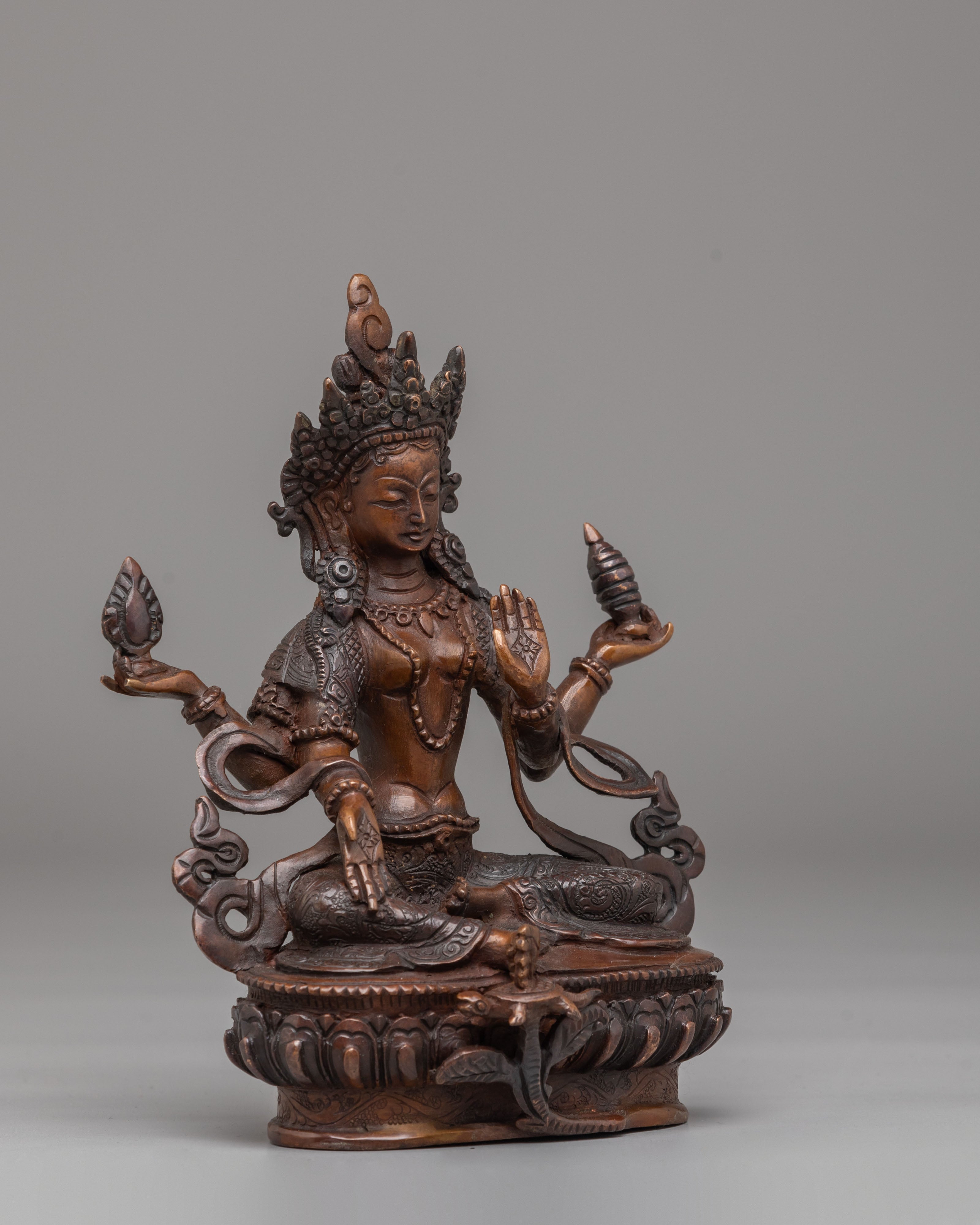 Laxmi Handcrafted Statue | Oxidized Copper Body