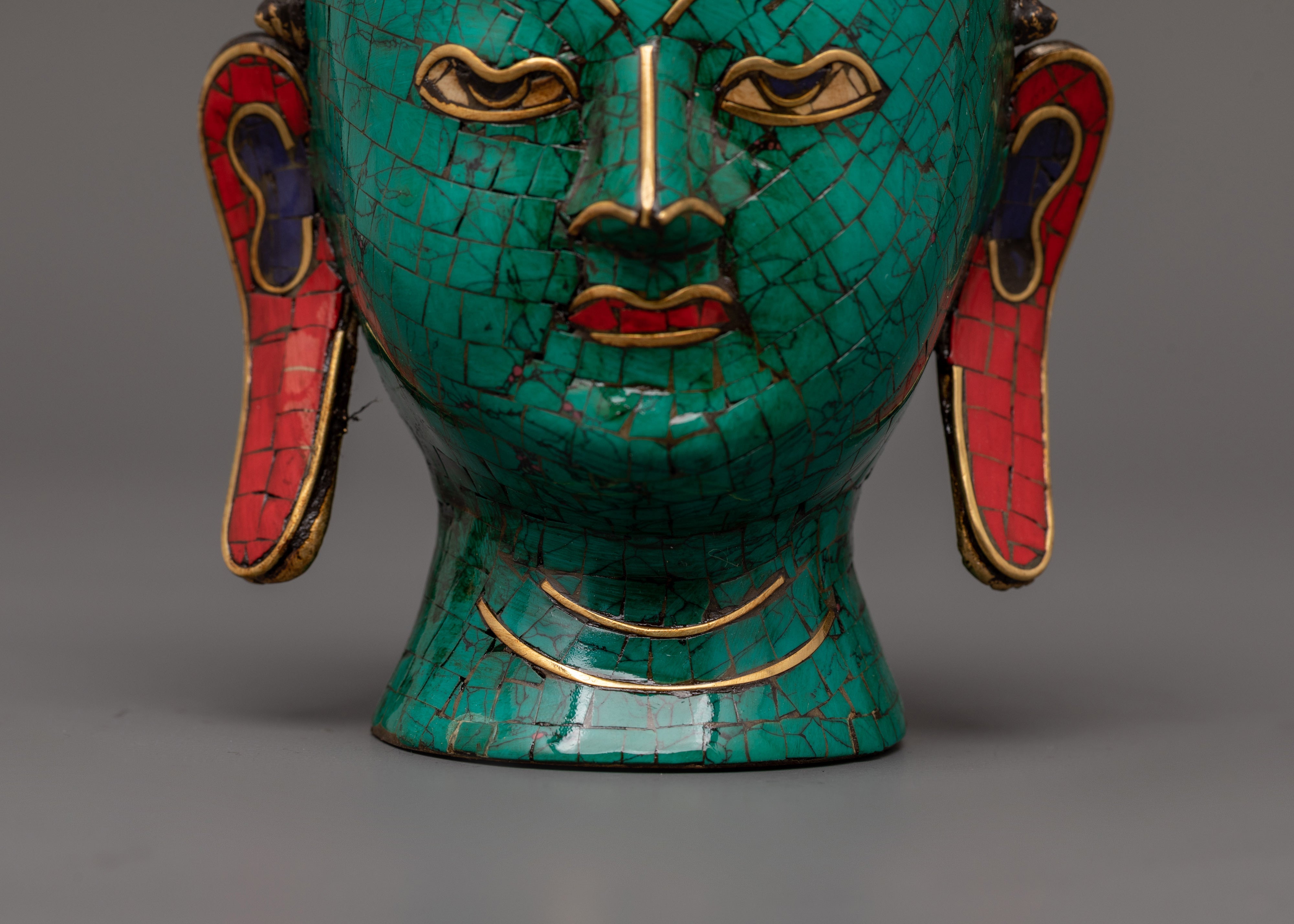 Buddha Head Brass Sculpture | Spiritual Home Art