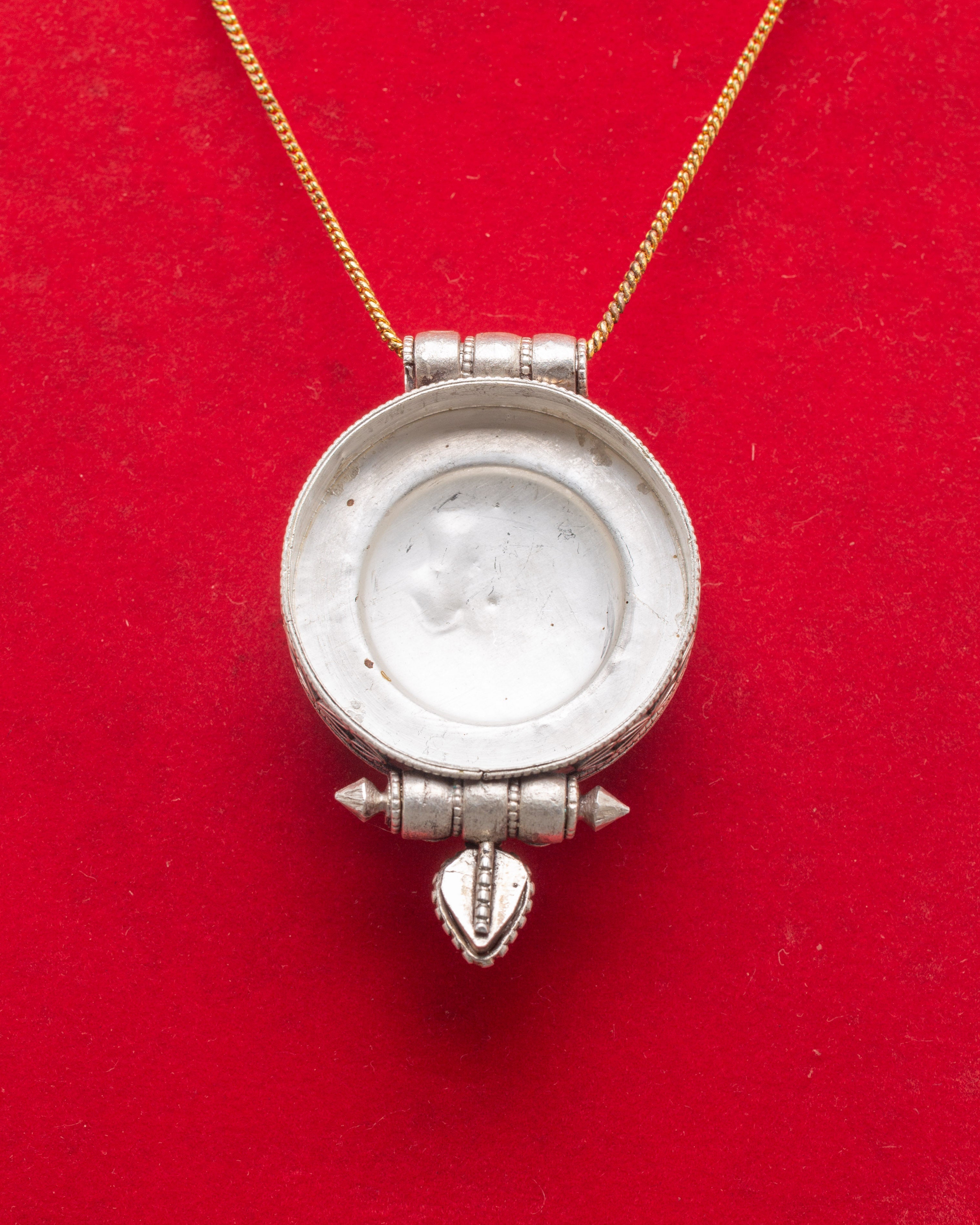 Lotus Flower Silver Locket | Buddhist Ritual Ghau Pendant
