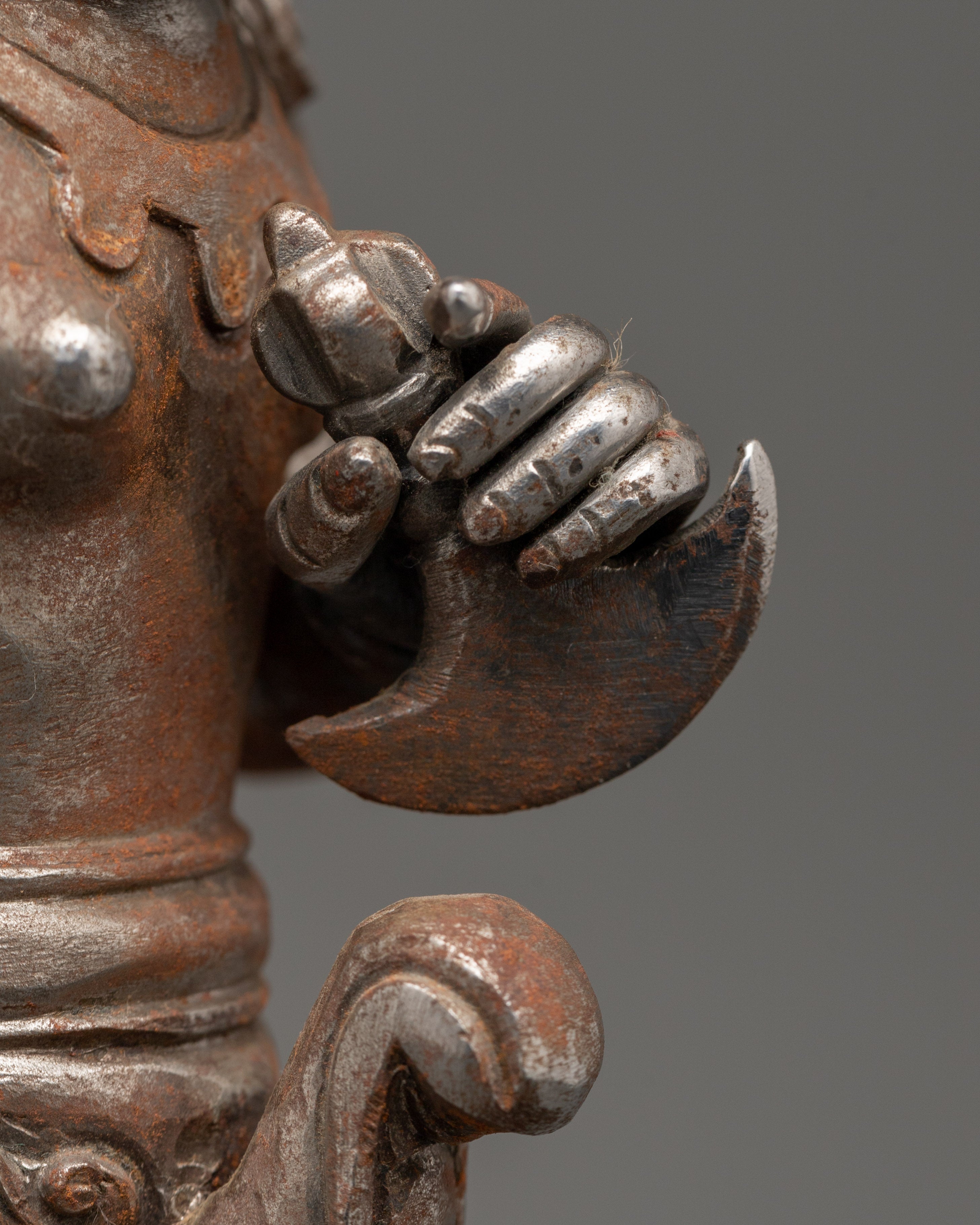 Phurba with a Wrathful Deity Holding Vajra | 25.5cm Ritual Tool