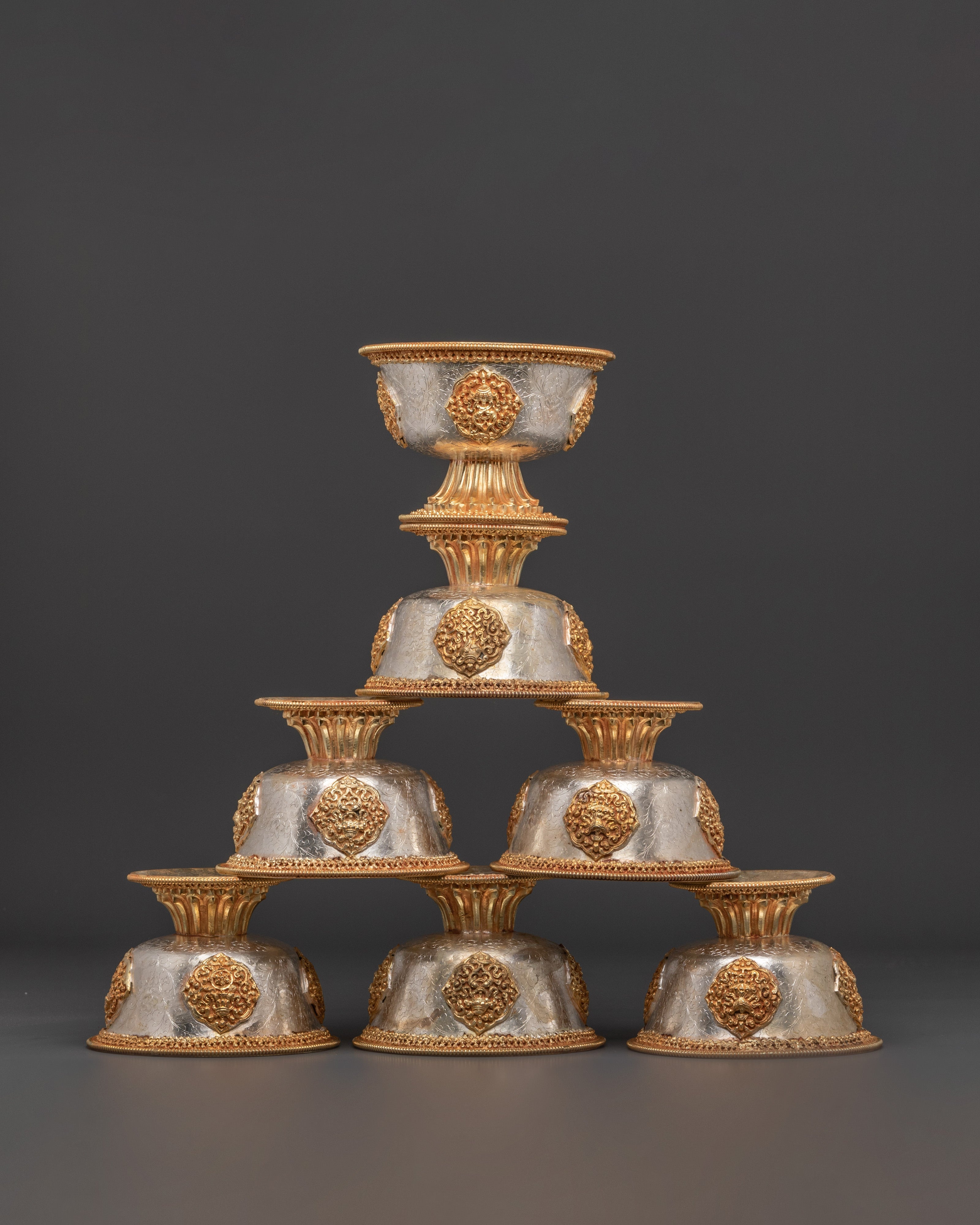 Tibetan Ritual Offering Bowl Set | Sacred Buddhist Altar Decor