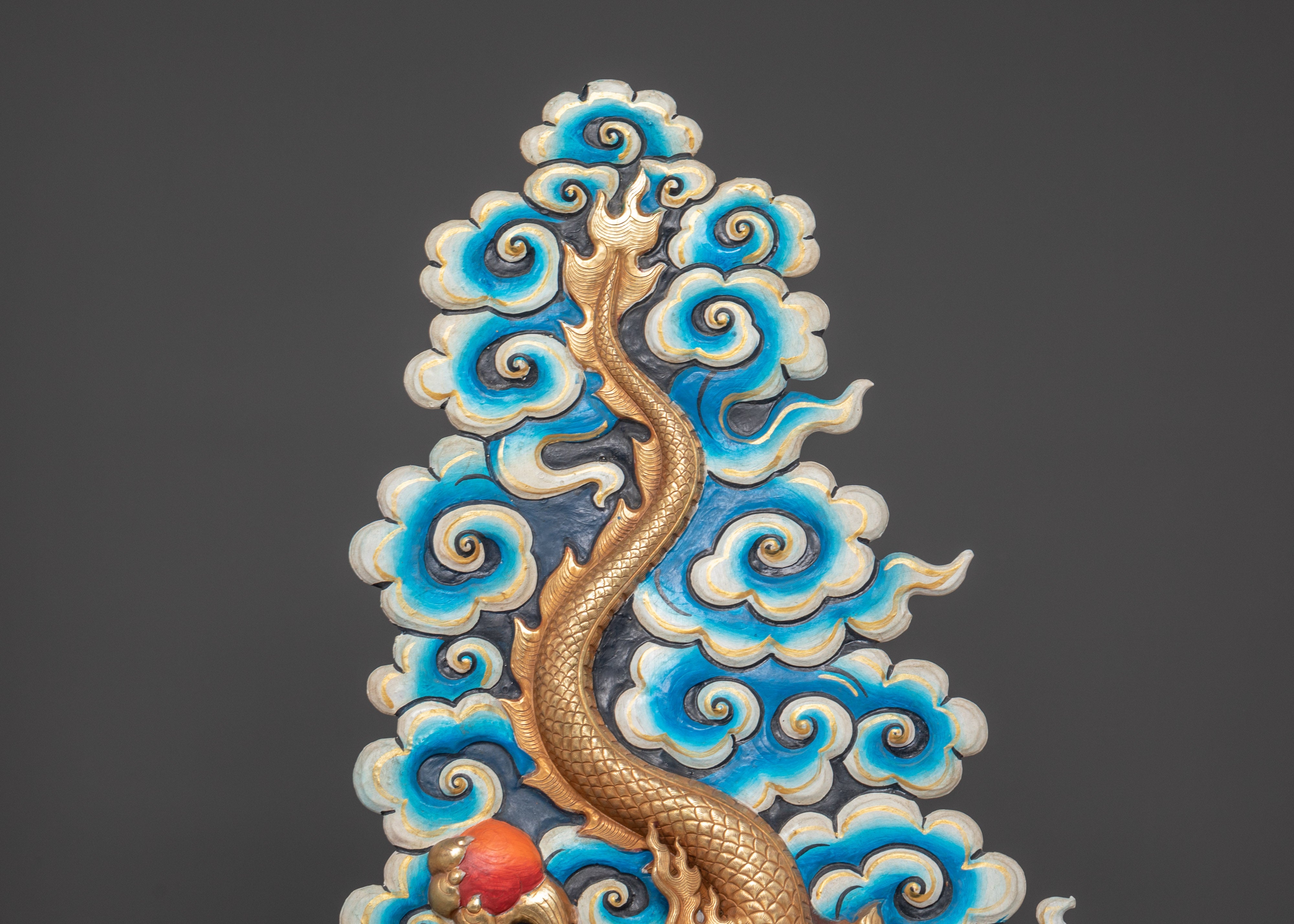 Handcrafted Dragon Wall Hanging | Intricate Cloud & Fire Design for Unique Home Decor