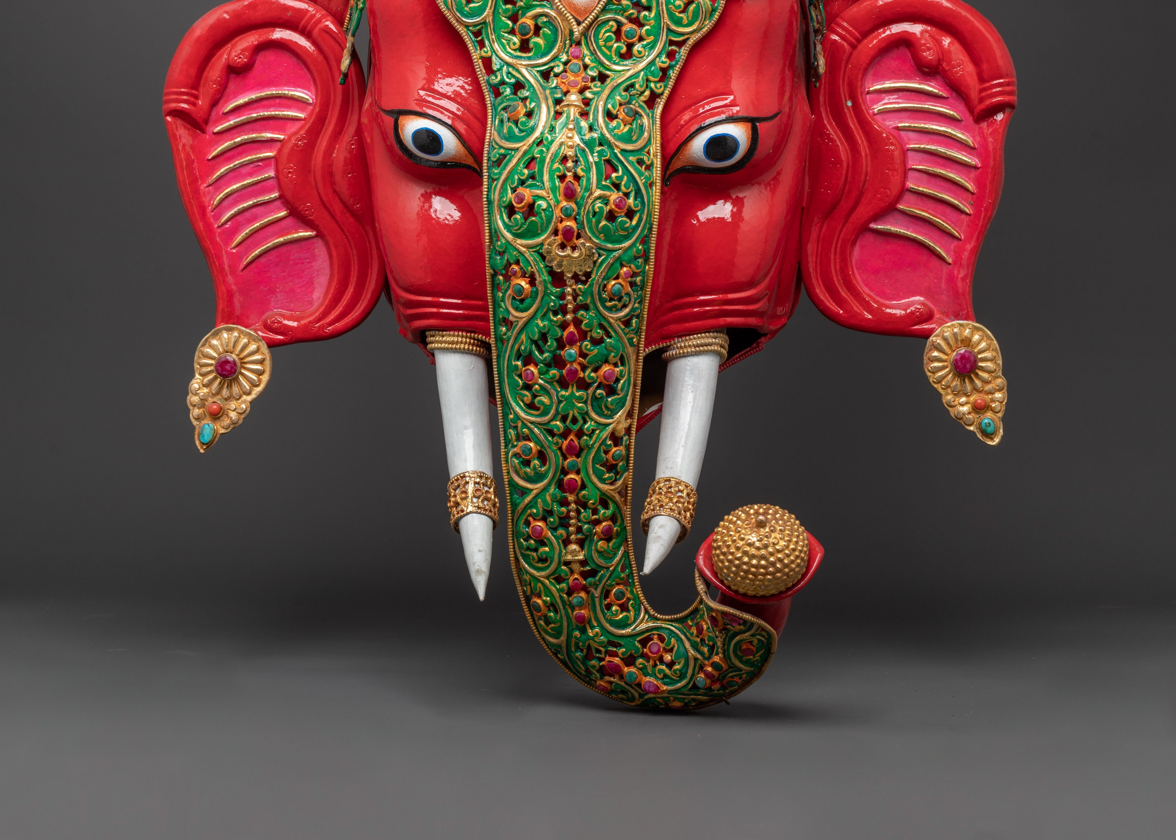 Elephant Head Gold Gilded Wall Hanging | Handcrafted Art