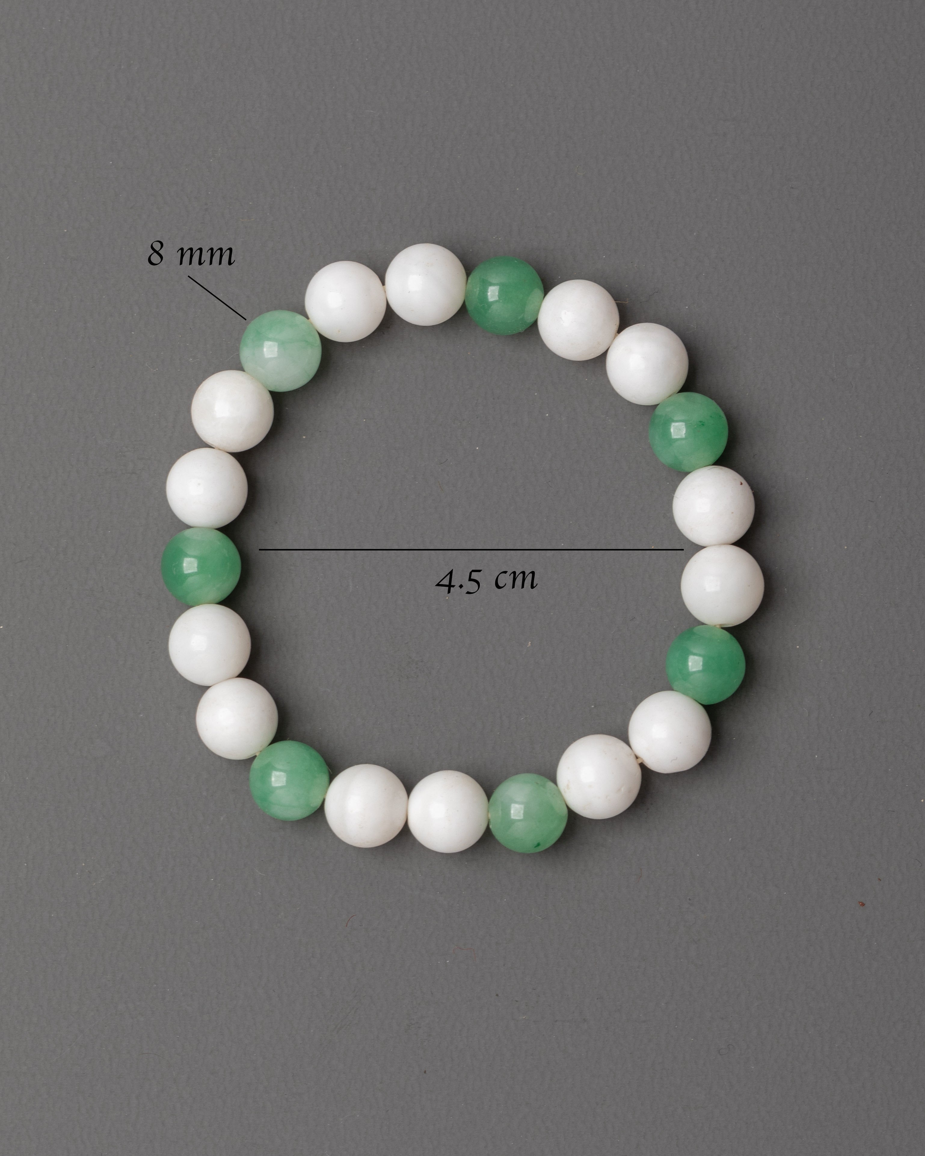 Handmade Green and White Beaded Bracelet | Jade-Inspired Unisex Jewelry