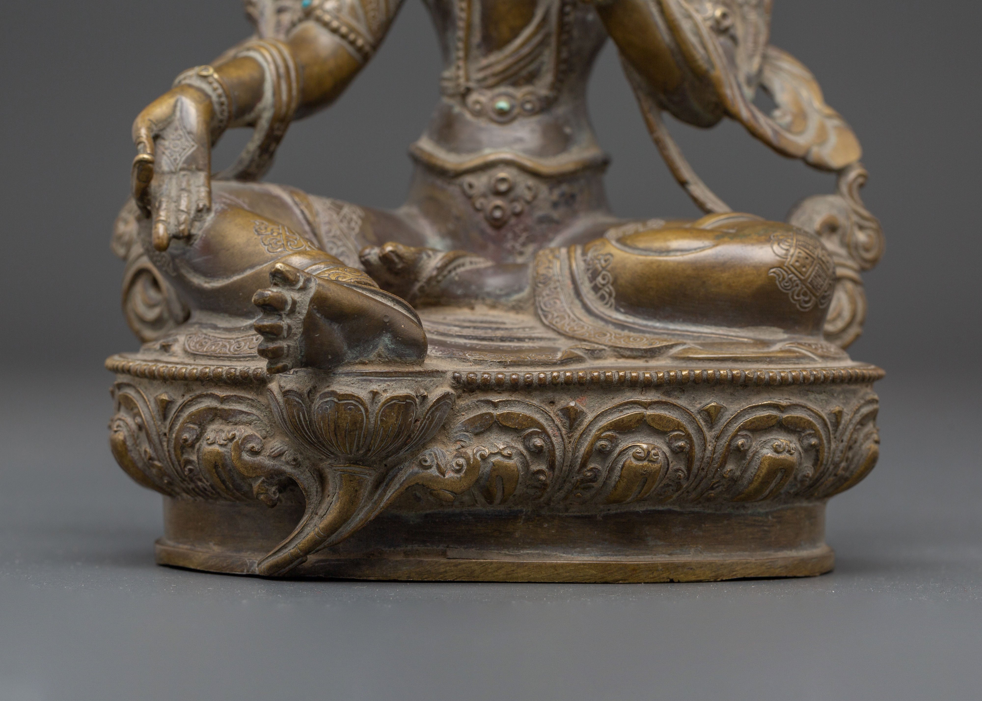 Spiritual Mother of Liberation Green Tara Statue | Tibetan Buddhist Copper Sculpture