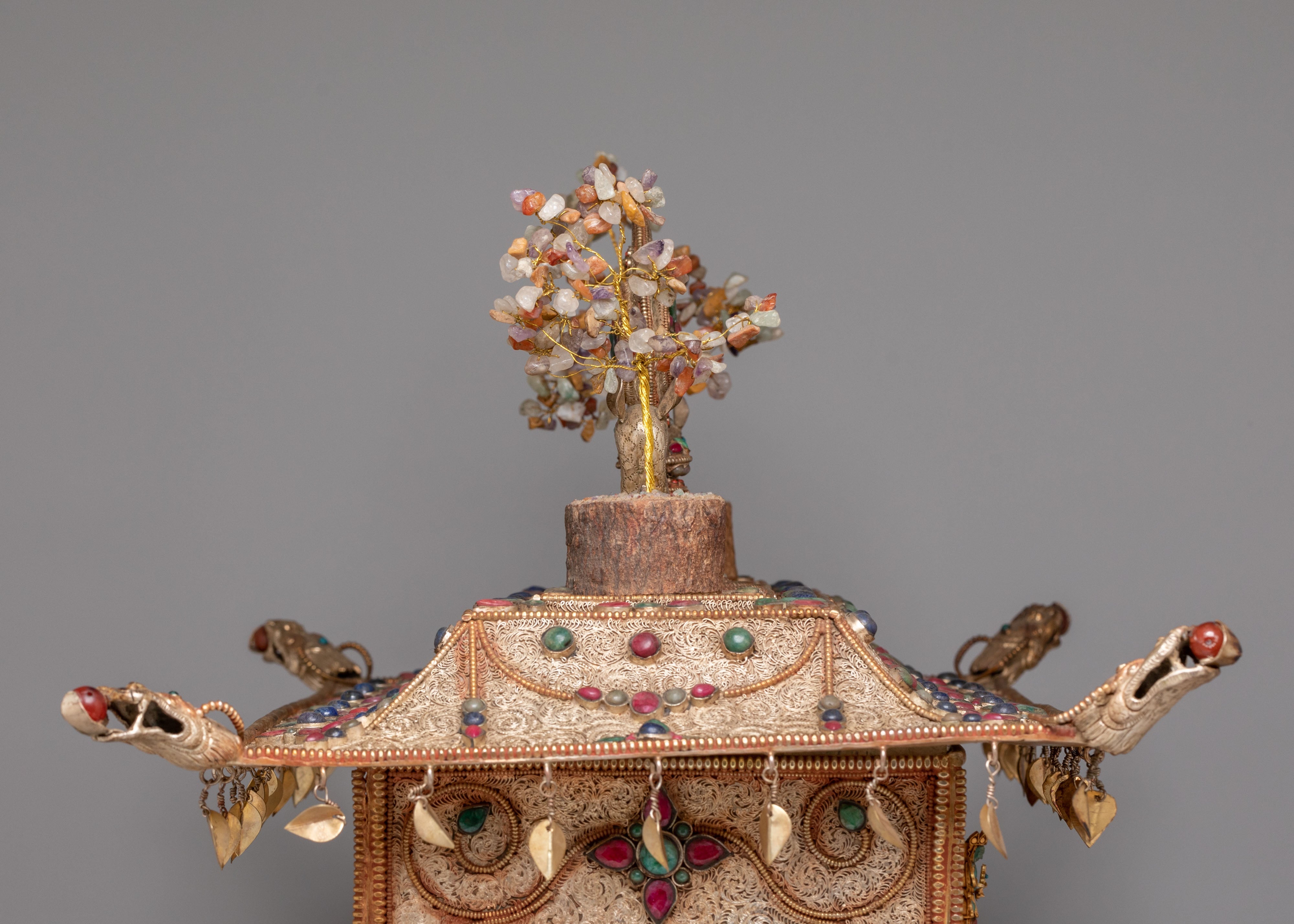 Handcrafted Altar Box | Copper Body, Gemstones, Silver Plating