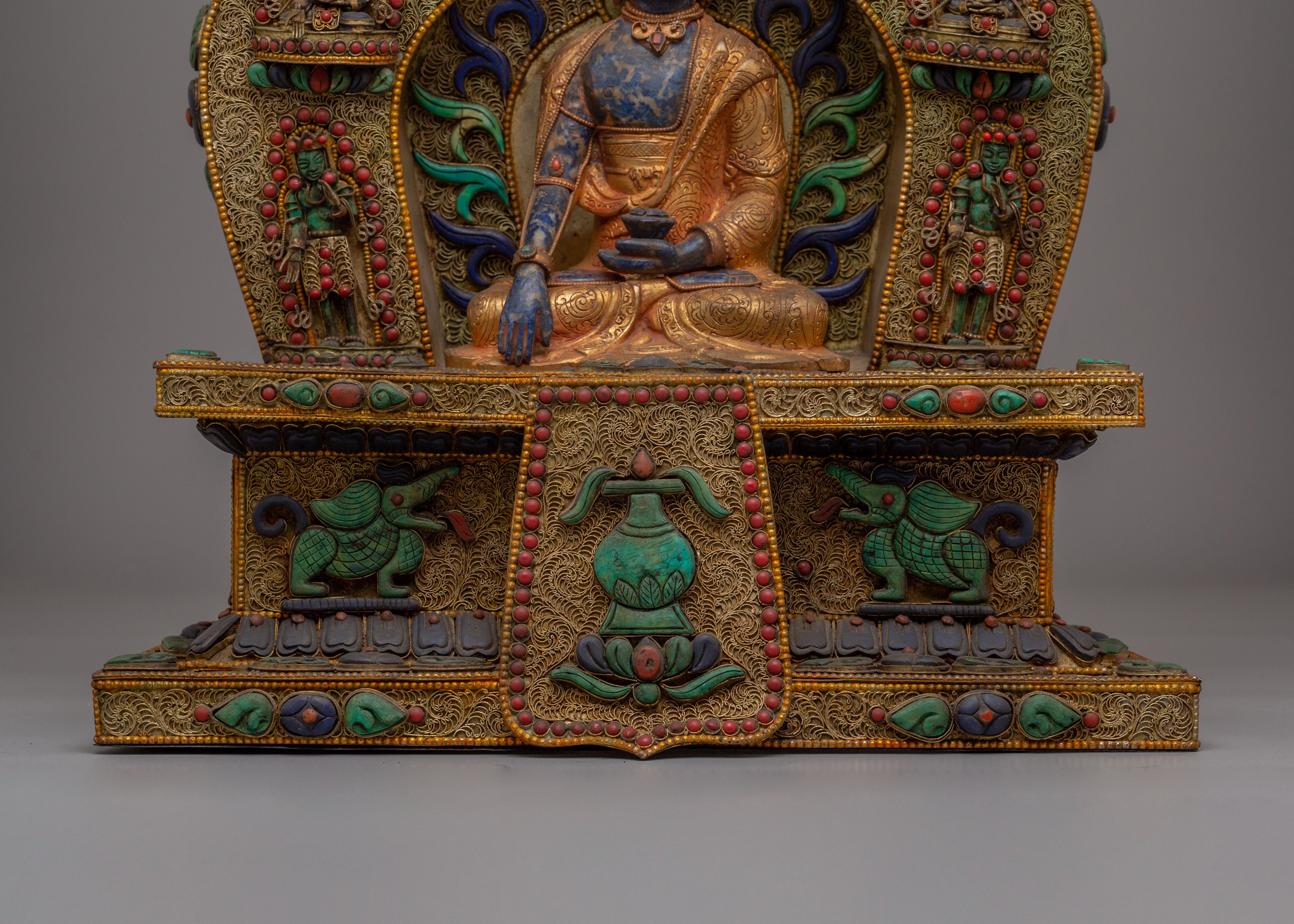 Crown Shakyamuni Buddha With Altar Box | Handcrafted Spiritual Artwork for Meditation and Home Decor