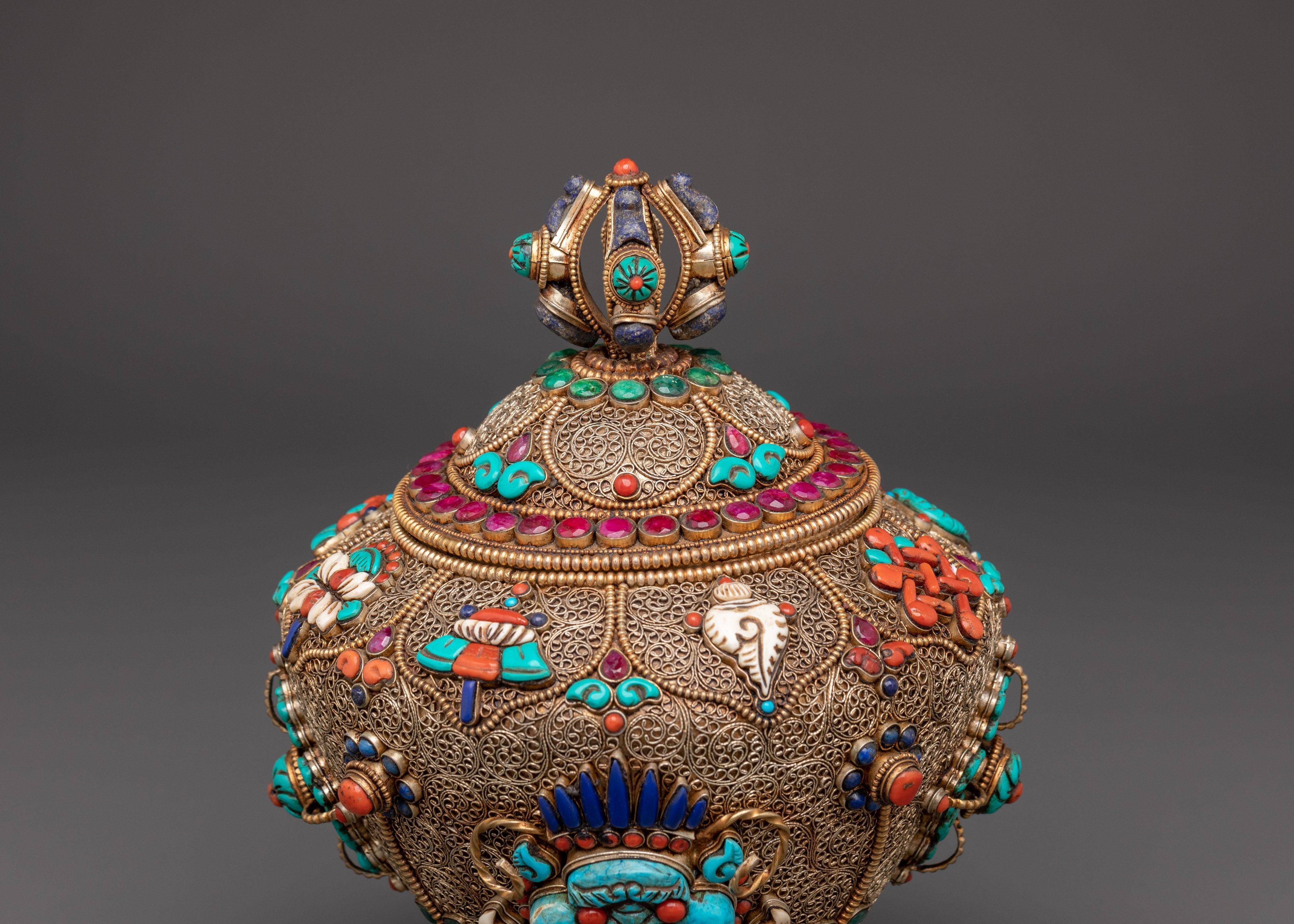 Tibetan Ceremonial Item Dhupur Rice Pot Set | Handcrafted Copper Ritual Offering