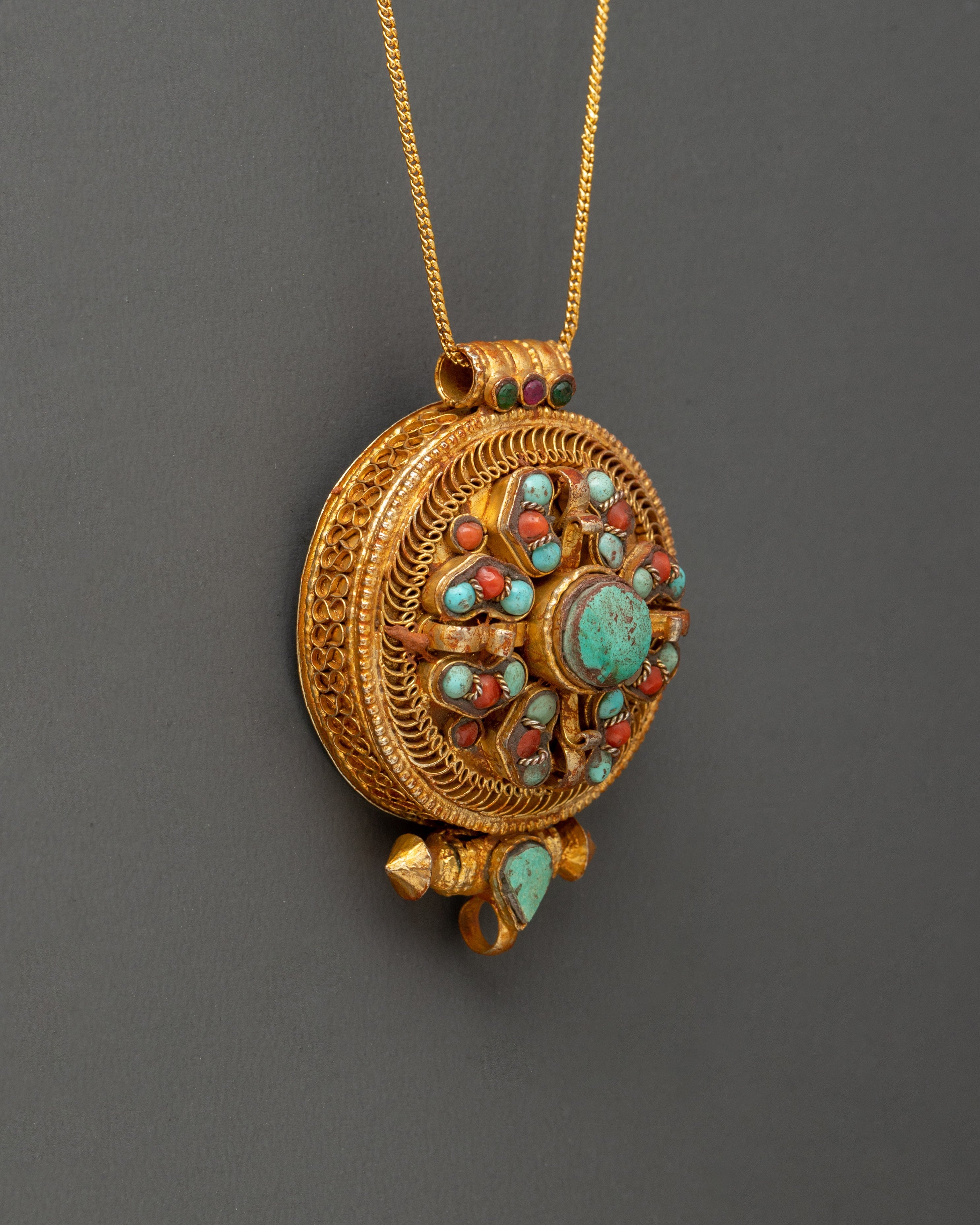 Tibetan Prayer Box Ghau Pendant | Amulet Ghau Pendant from Nepal