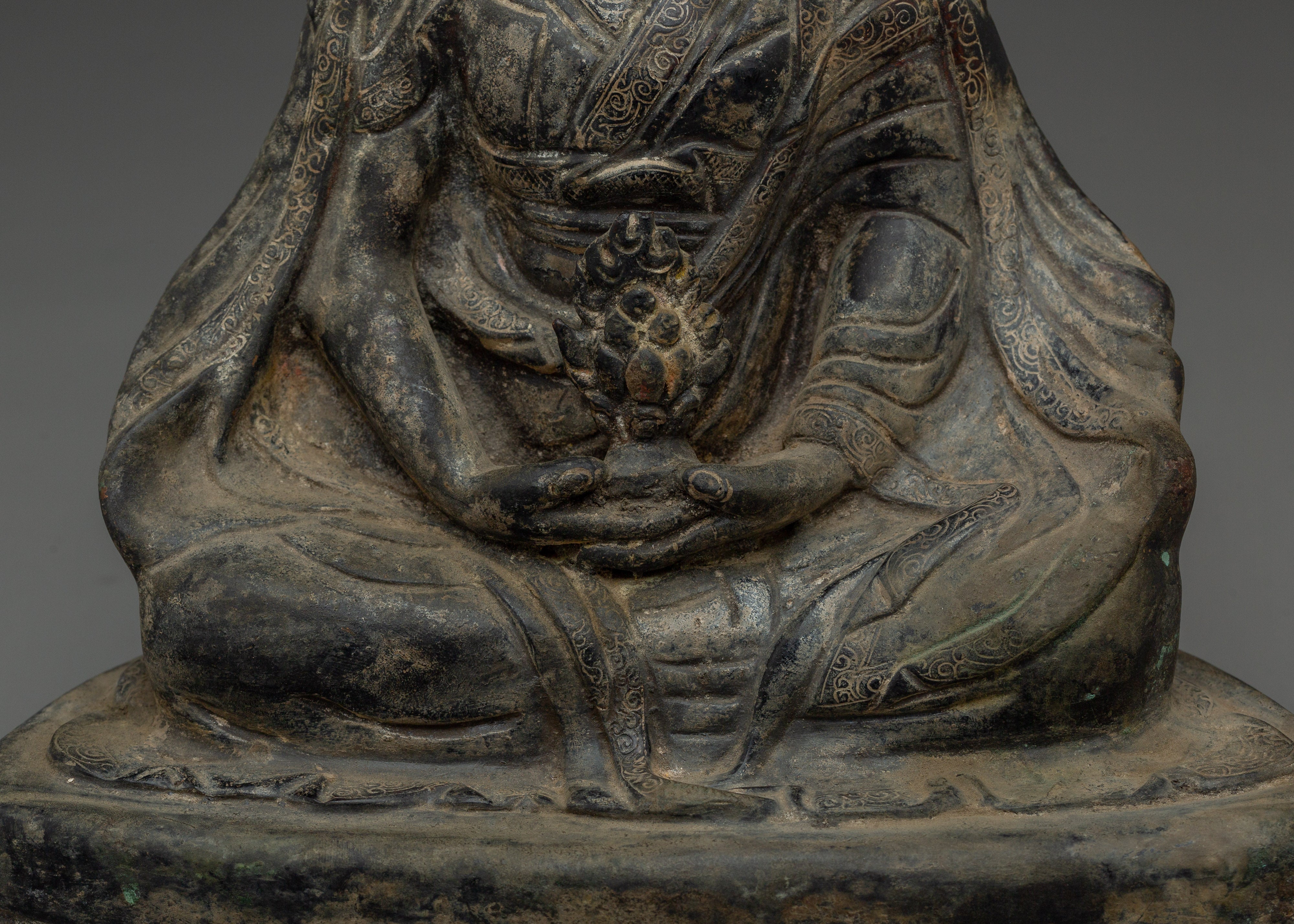 Gampopa Antique Finished Copper Statue | Dakpo Lhaje Tibetan Buddhist Master
