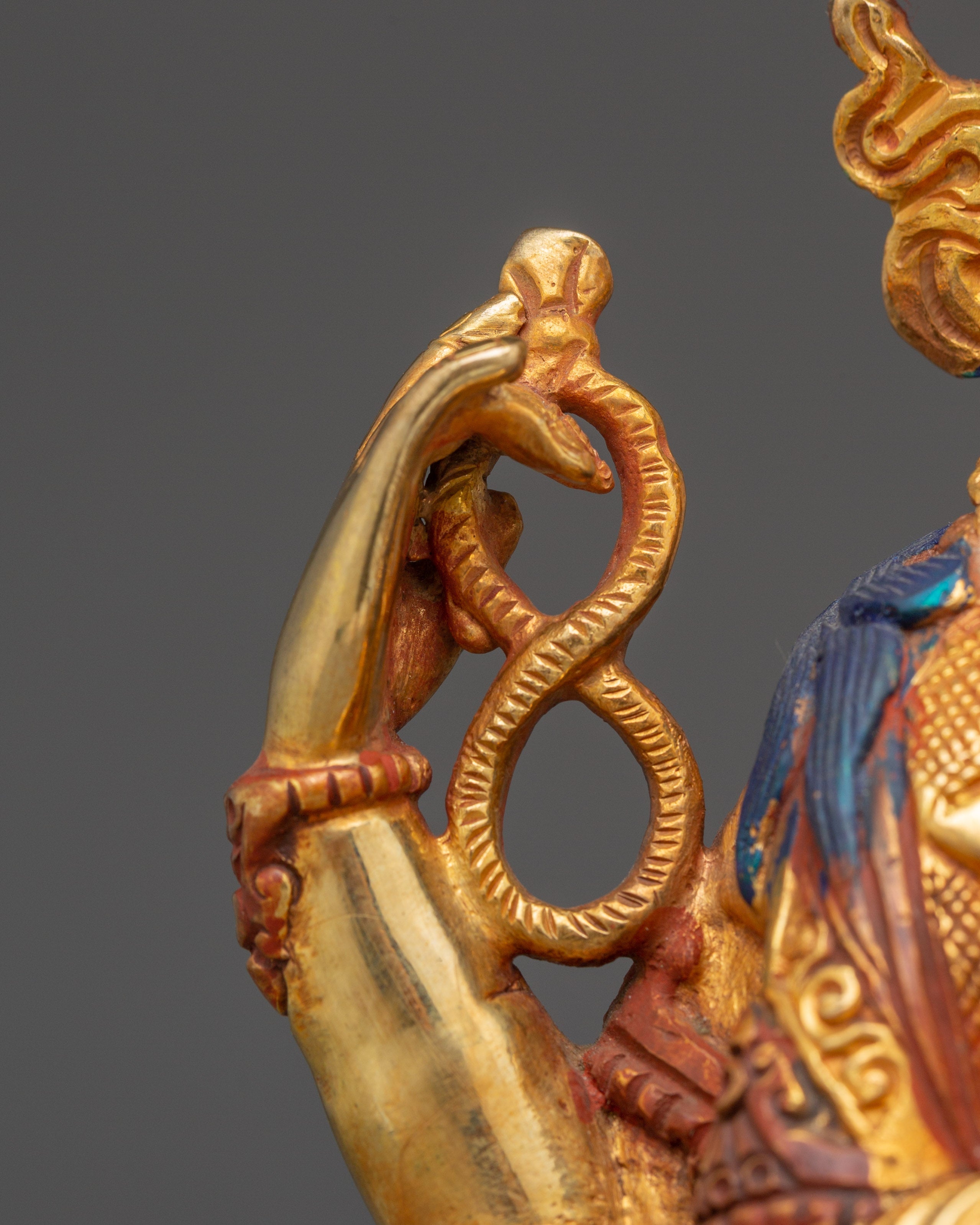 Sacred Statue of Bodhisattva Chenrezig | Copper & Gold Gilded with Acrylic Color