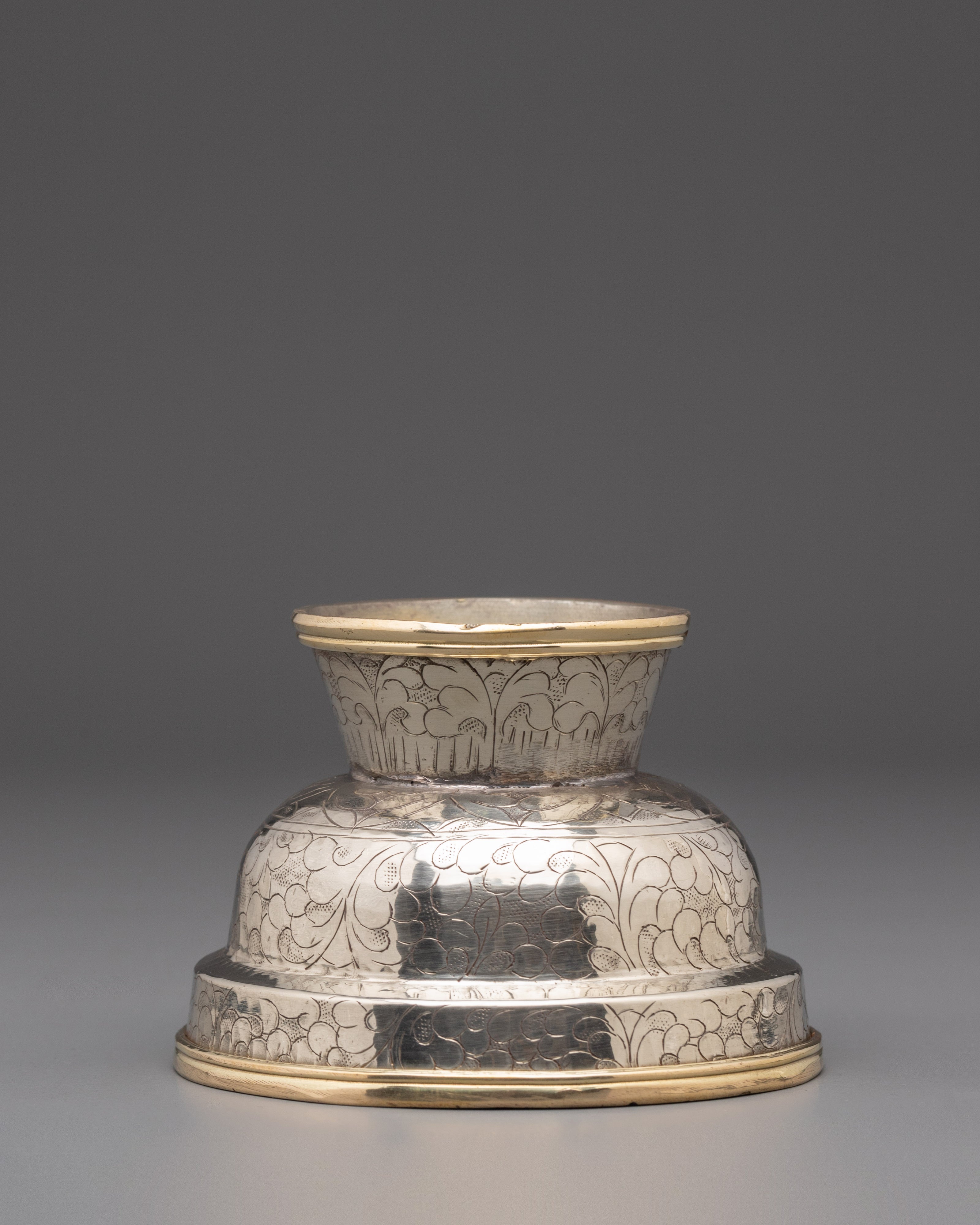 Tibetan Buddhist Silver Offering Bowl Set for Ceremonies