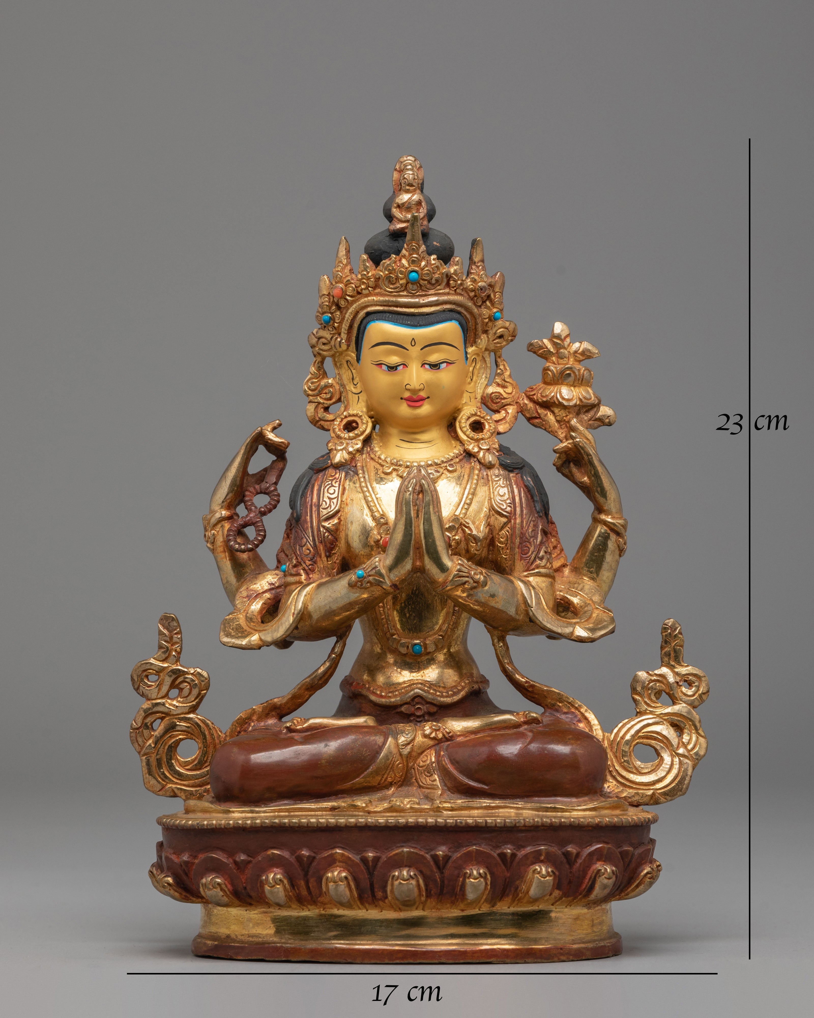 Bodhisattva Chenrezig Sacred Statue | Gold Plated Chenrezig