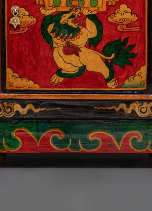 Handcrafted Tibetan Wooden Cabinet | Intricate Handcarving