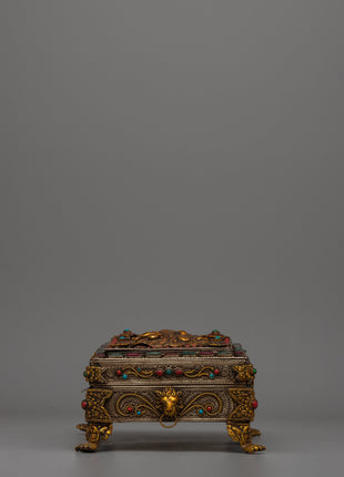 Tibetan Treasure Box with Silver Wire |  Perfect for jewelry storage