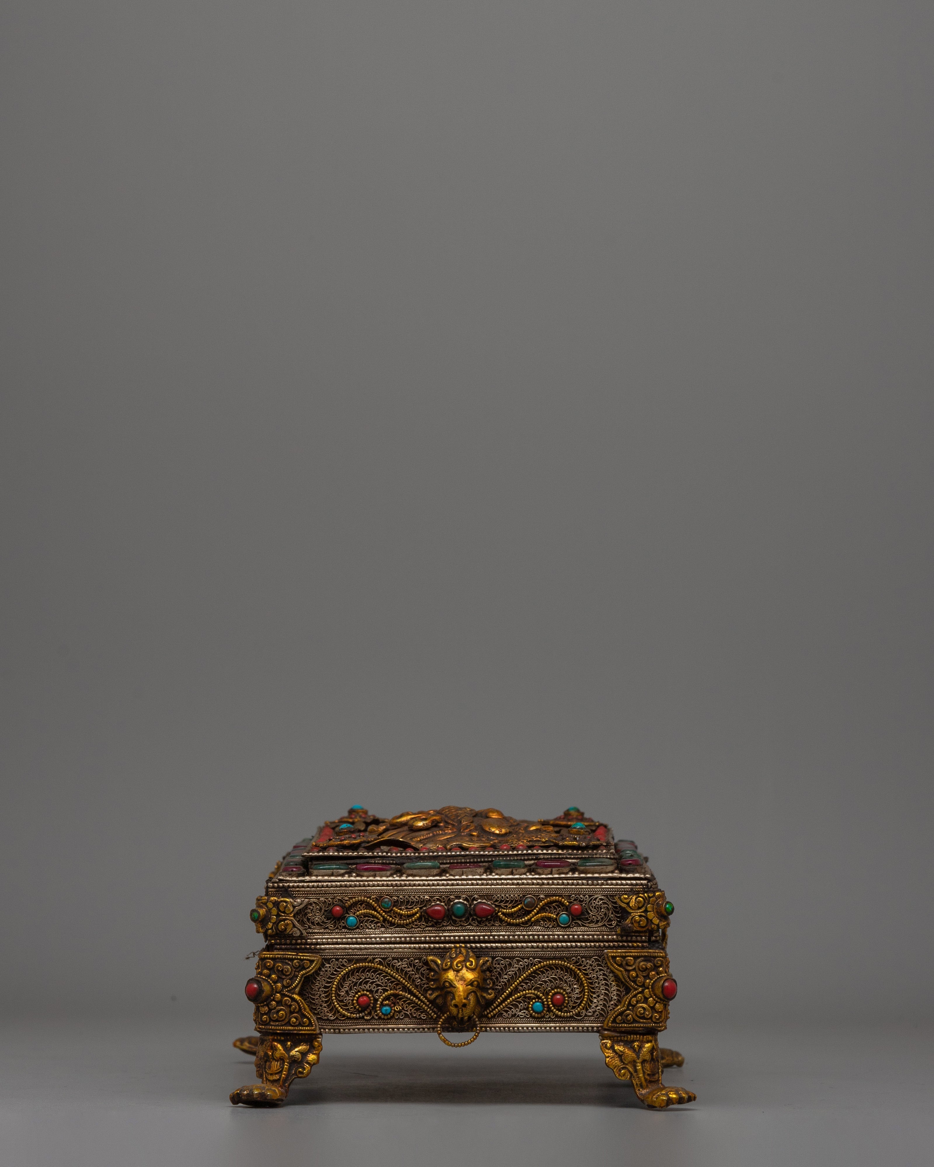 Tibetan Treasure Box with Silver Wire |  Perfect for jewelry storage