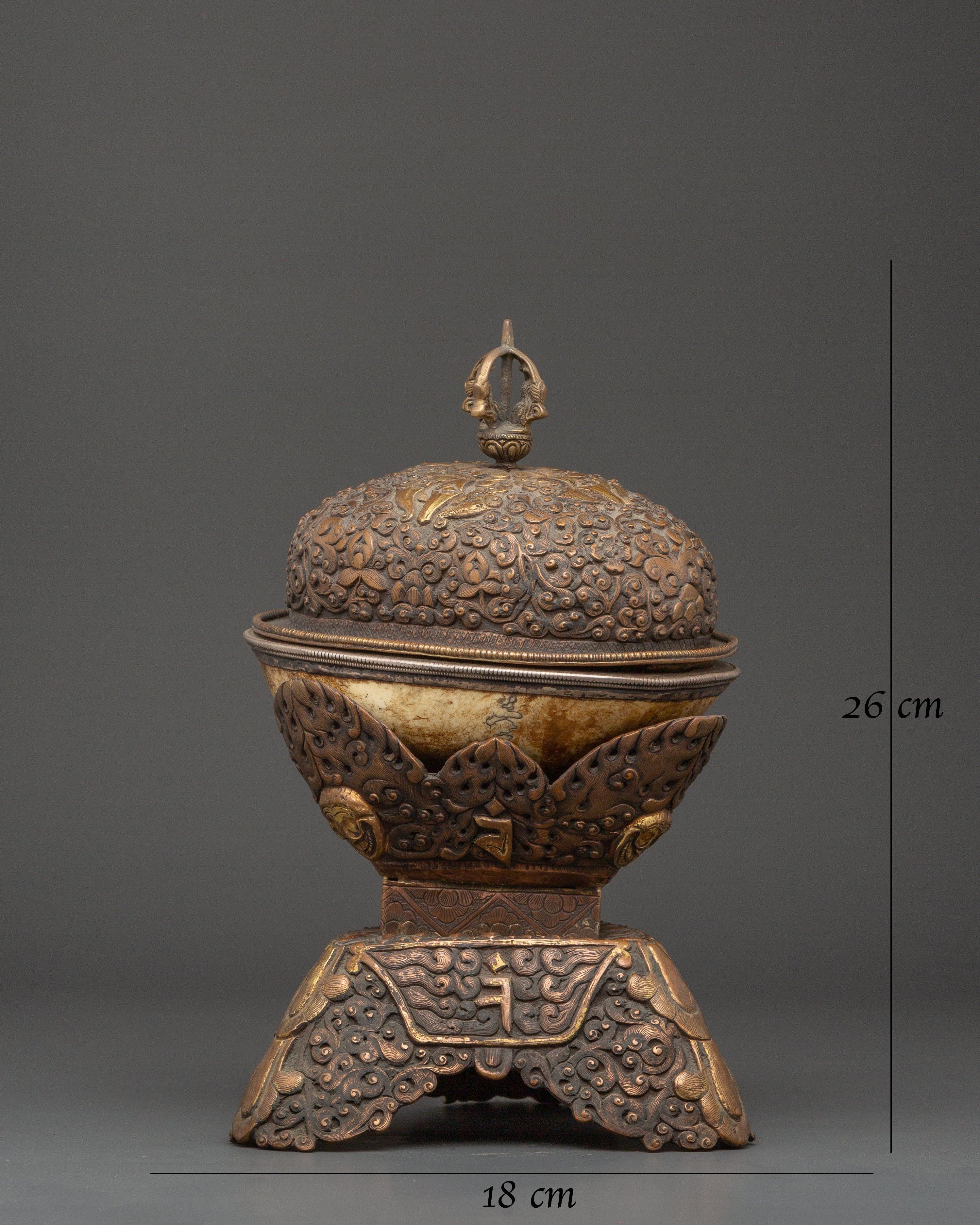 Ethically Sourced Buffalo Bone Kapala Skull Cup | Tibetan Ritual Vessel for Meditation