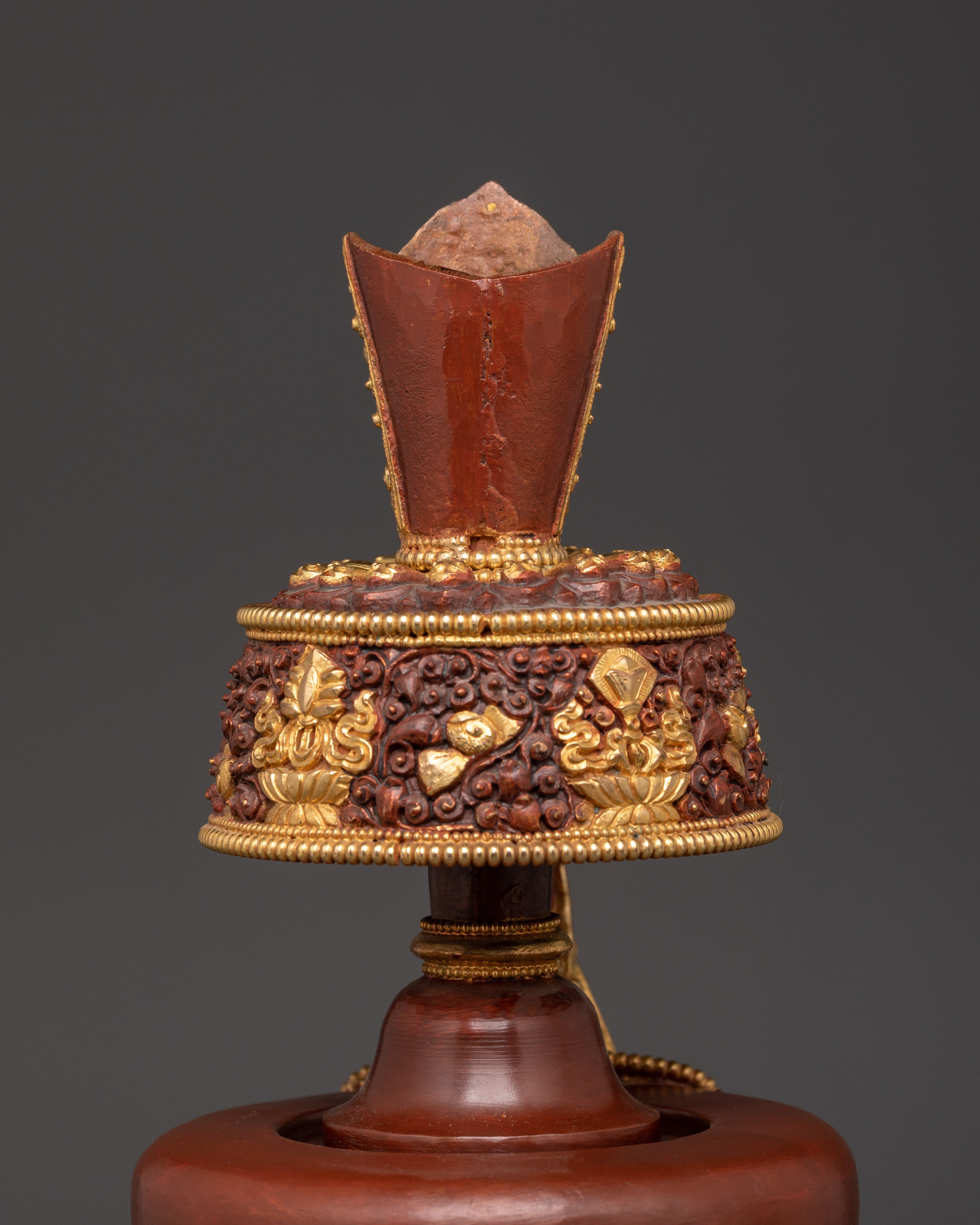 Pair of Tibetan Bhumba Vases | Gold-Plated Copper Vessels with Coral Inlay