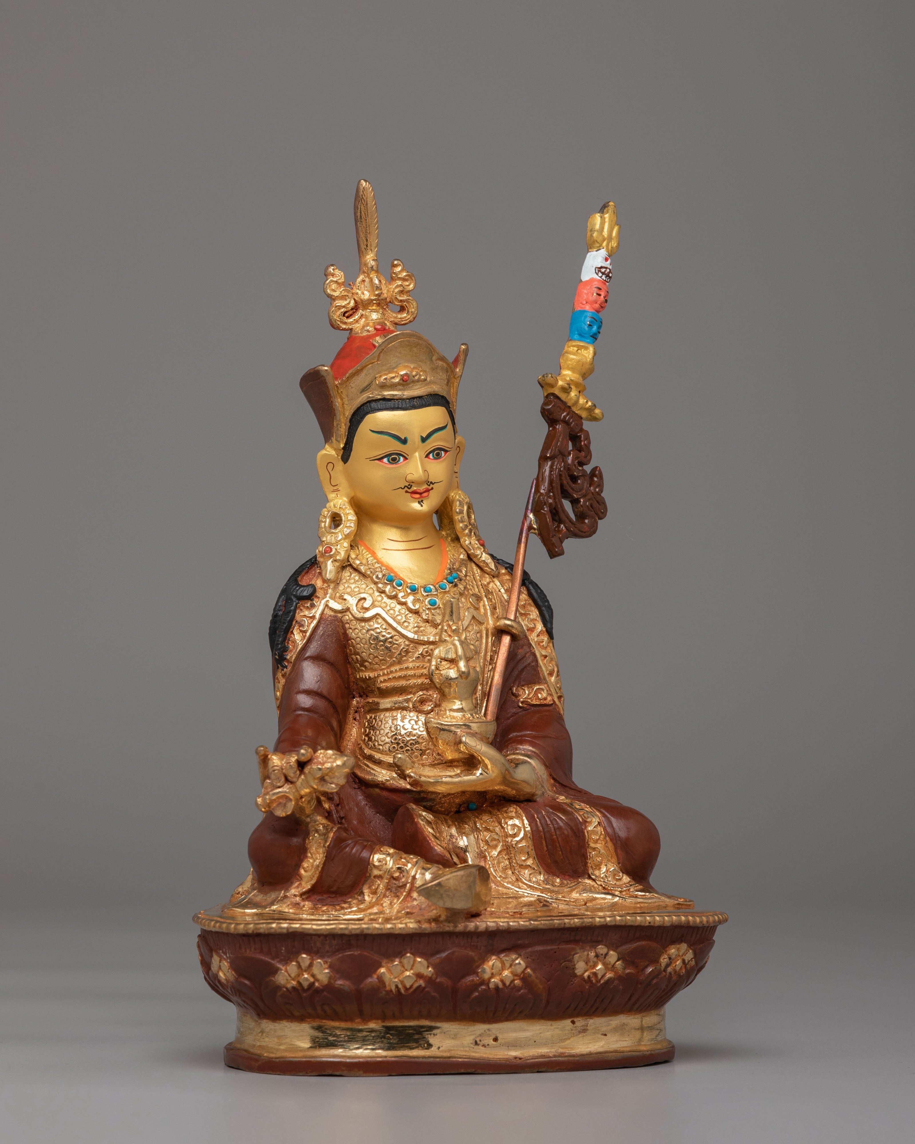 Himalayan Guru Rinpoche Altar Statue | 24K Gold Plated Tibetan Buddha