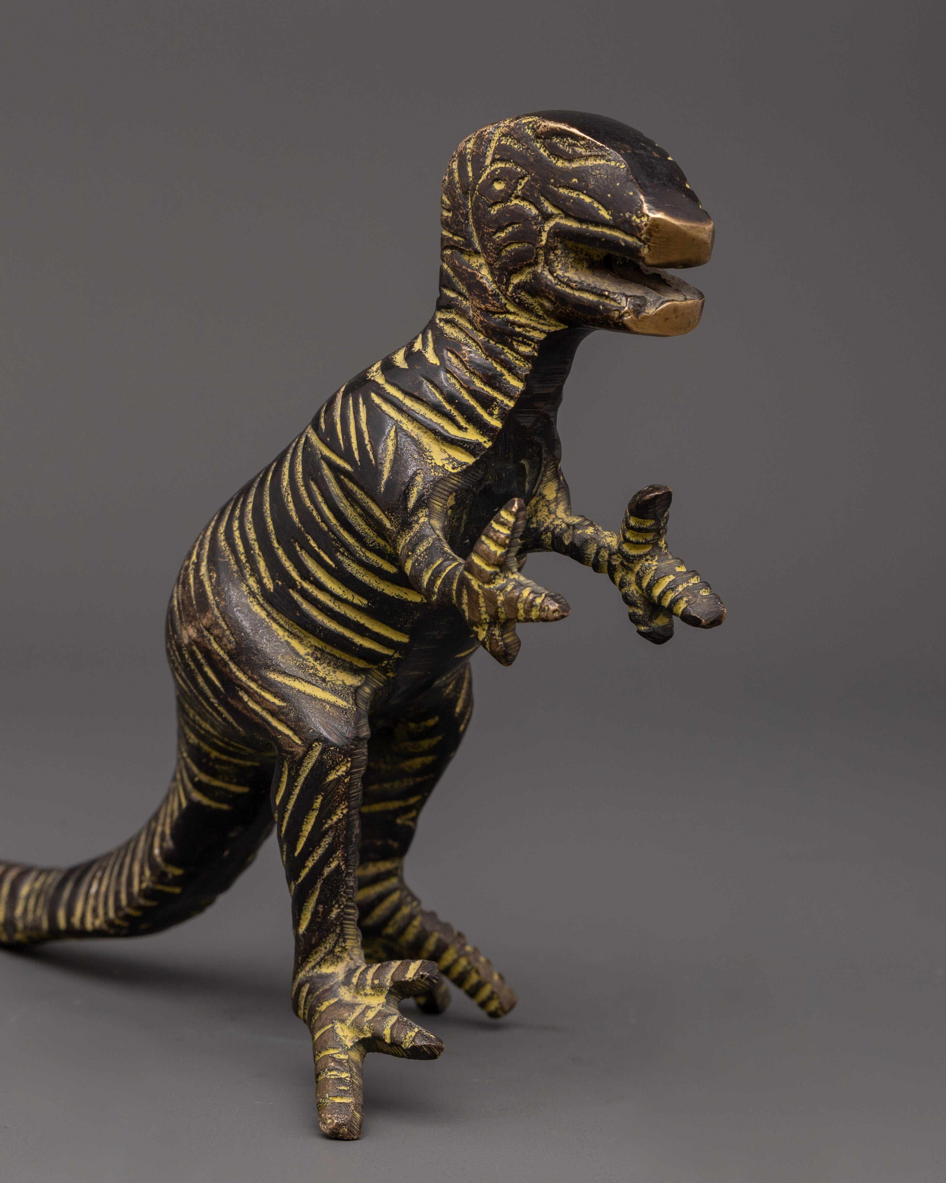 Brass Dinosaur Sculpture for Home Decor | Unique Statue for Kids Room or Office Desk