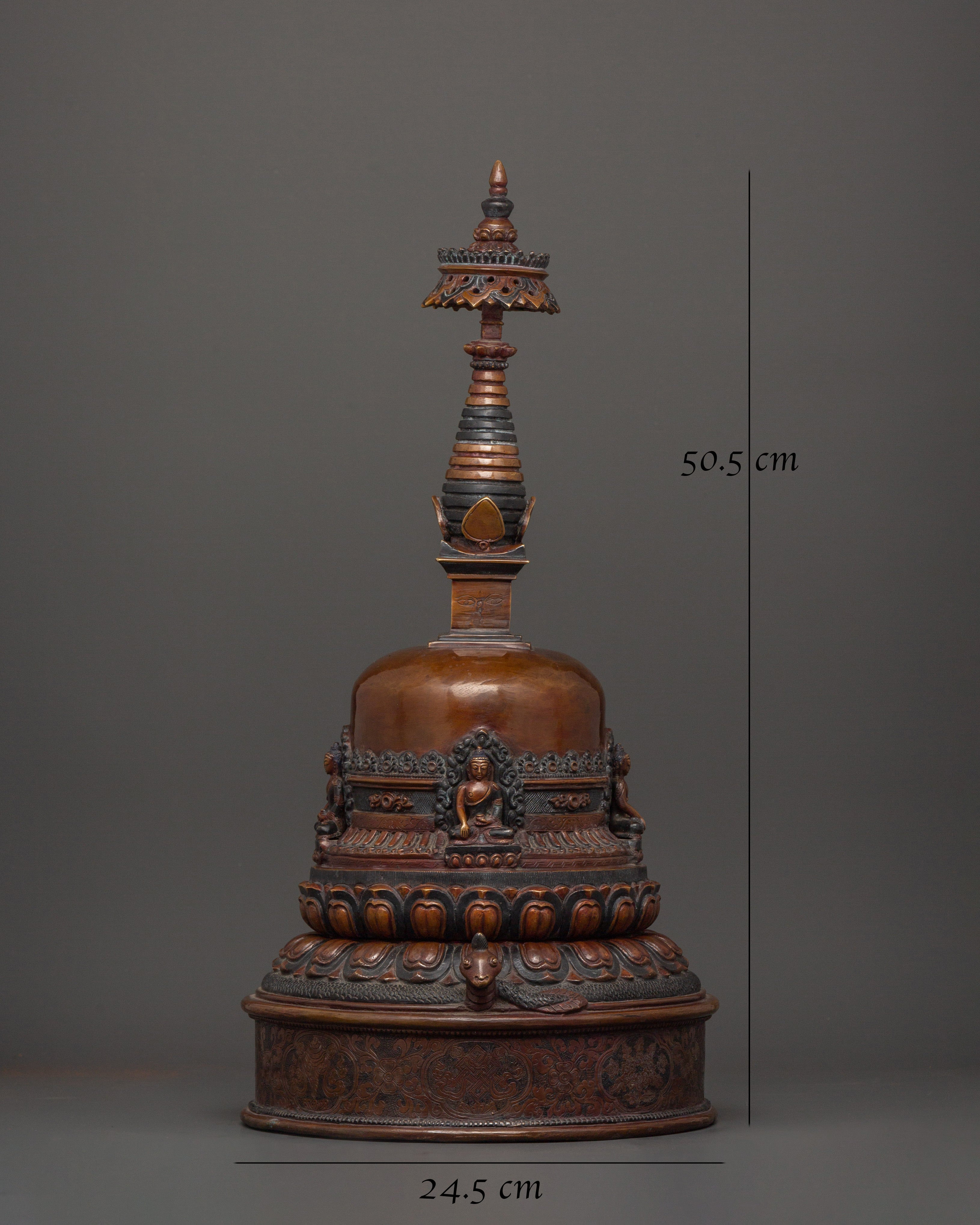 Copper Oxidized Stupa | Sacred Tibetan Shrine of Enlightenment