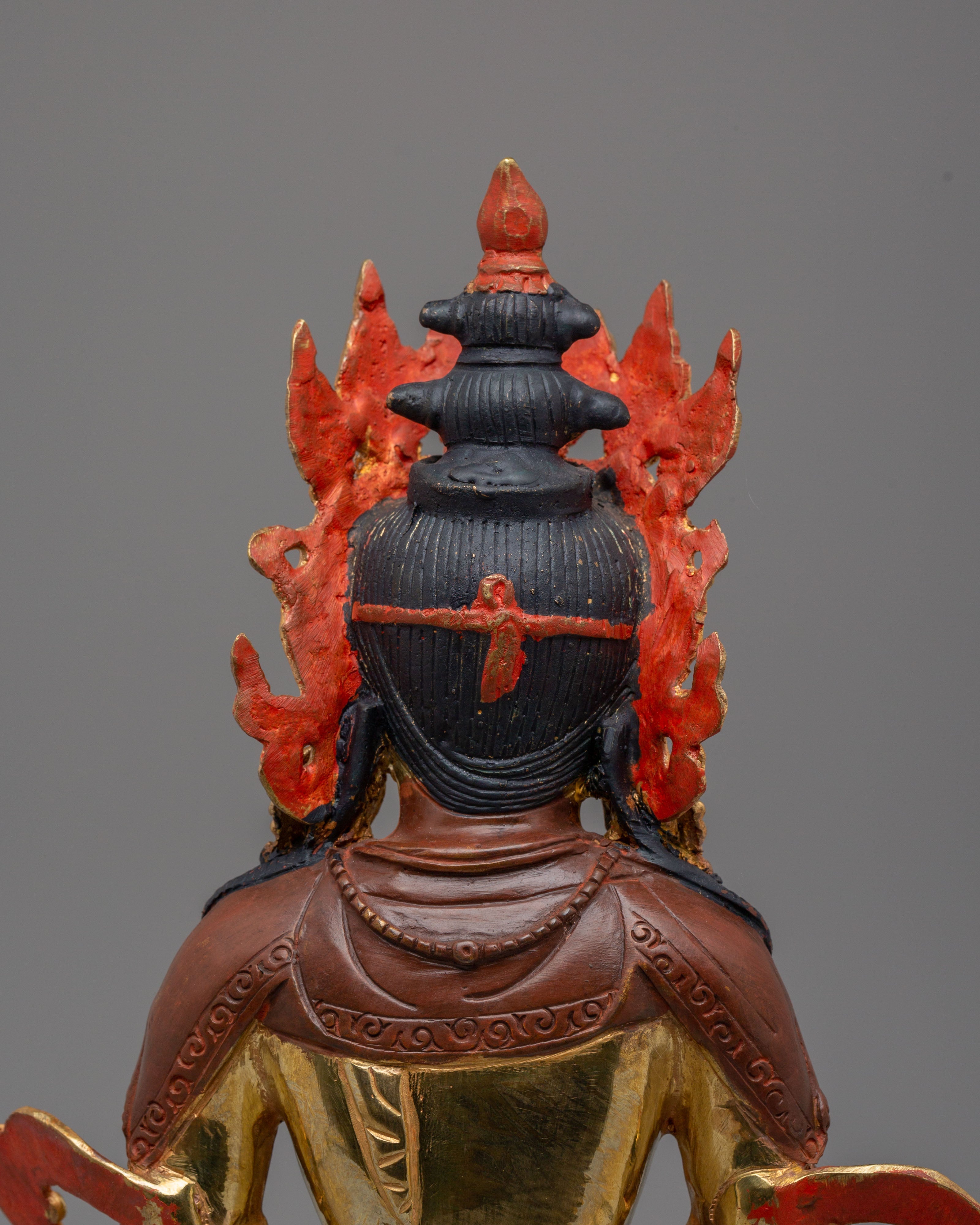 Tibetan Handmade Sculpture of Amitayus | Buddha of Infinite Life