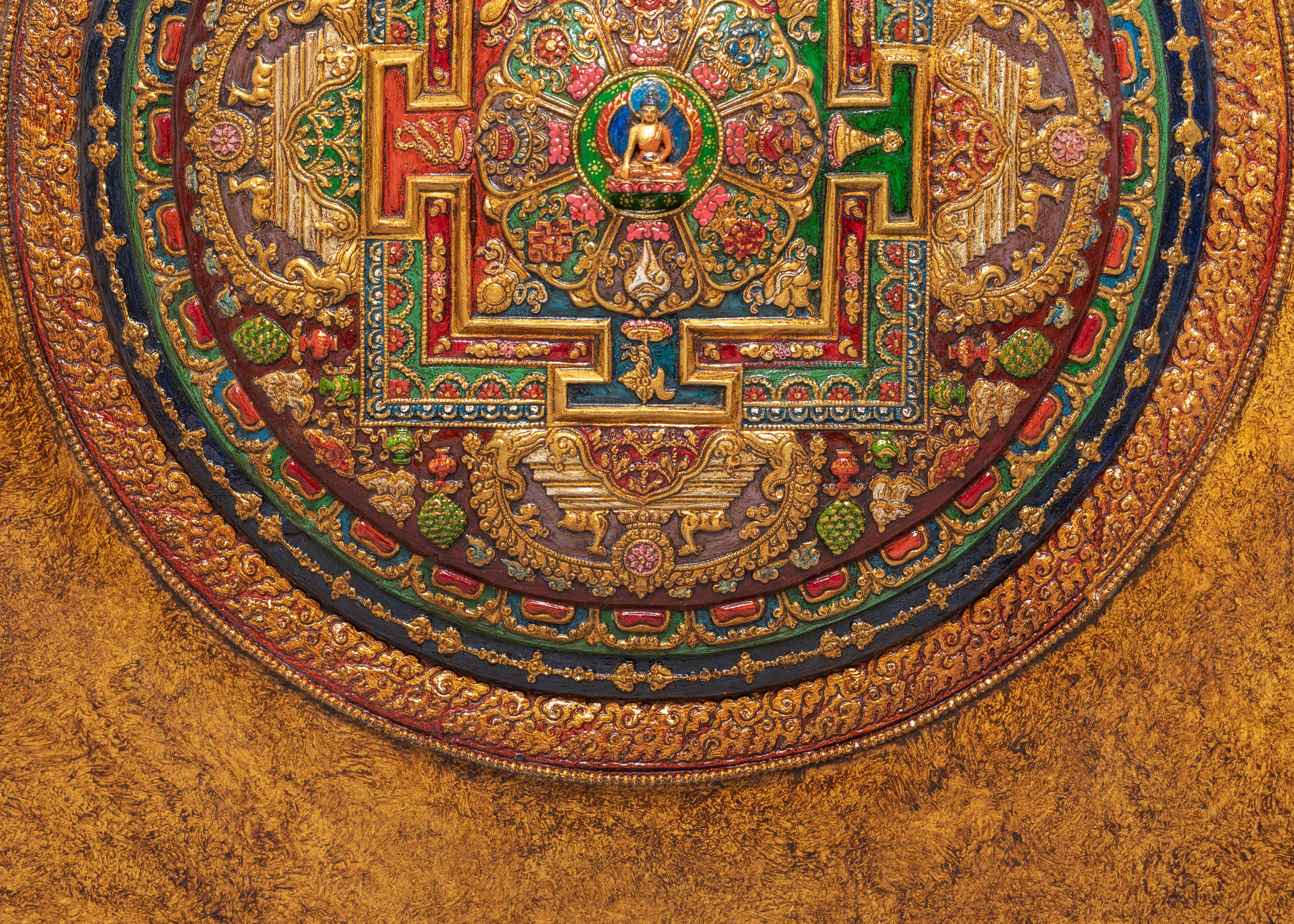 Sacred Shakyamuni Buddha Mandala Wall Hanging | Tibetan Buddha Mandala Art