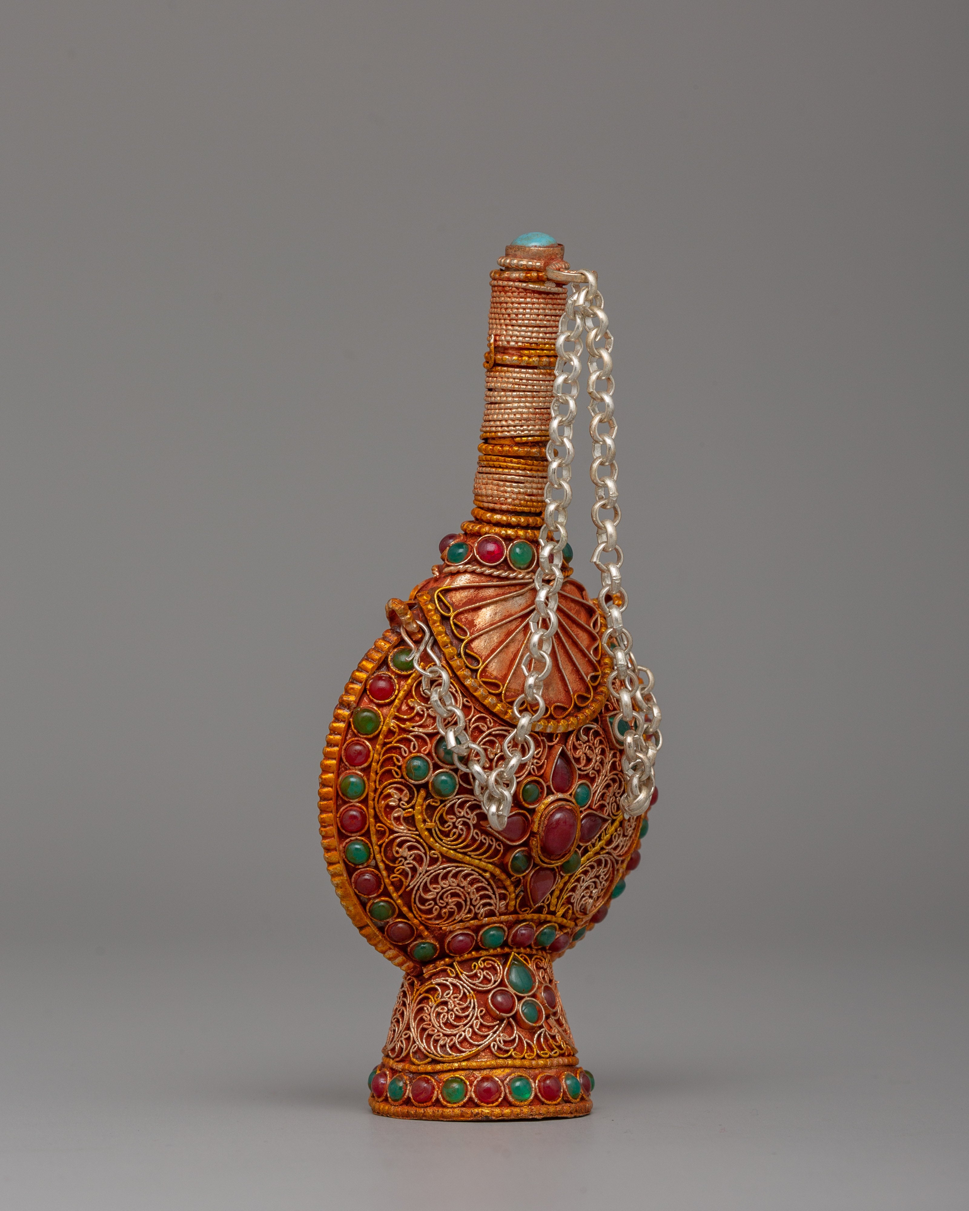 Tibetan Snuff Bottle | Copper Body with Gold-Plated Himalayan Artistry