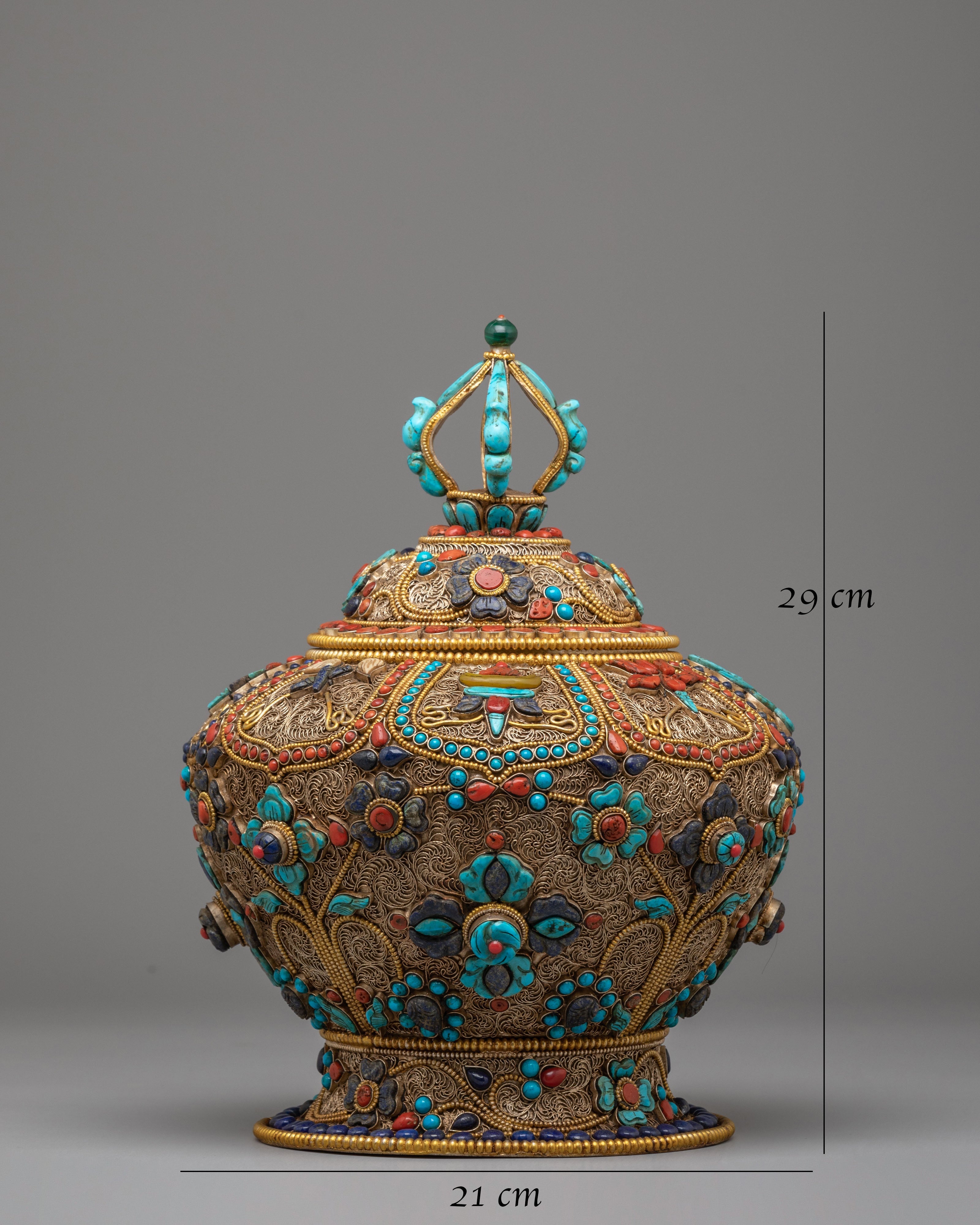 Buddhist Shrine Rice Pot | Filigree Silver Offering Vessel