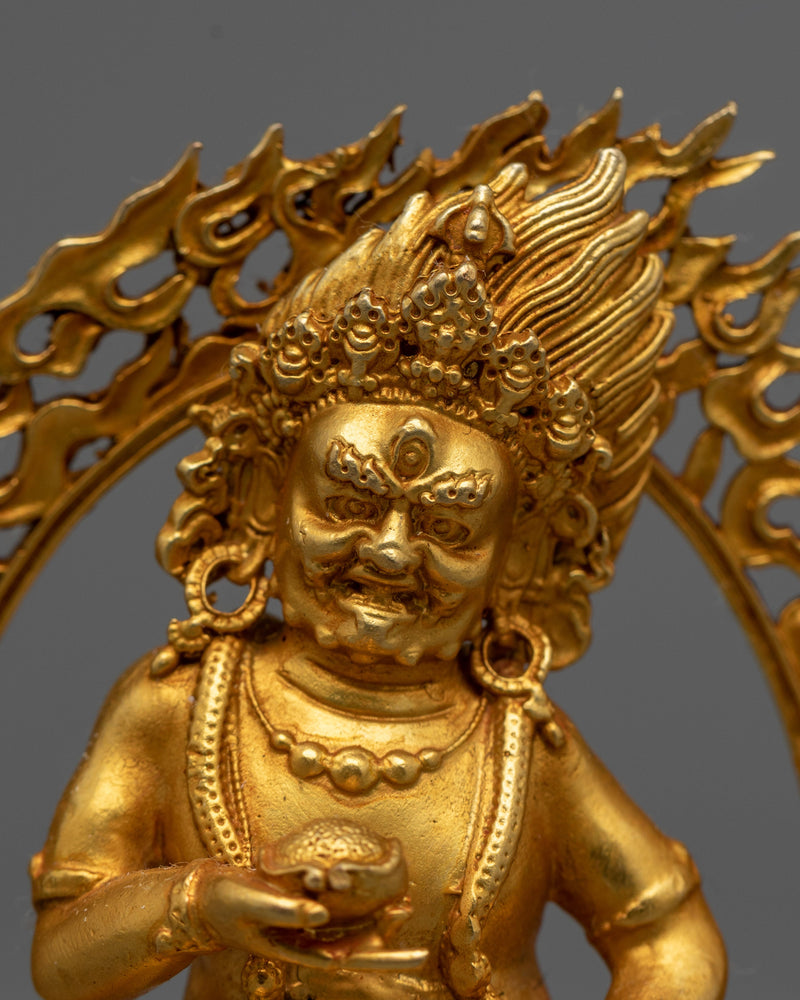 Black Dzambhala Practice Staue | Handcrafted Tibetan Buddhist Deity of Prosperity