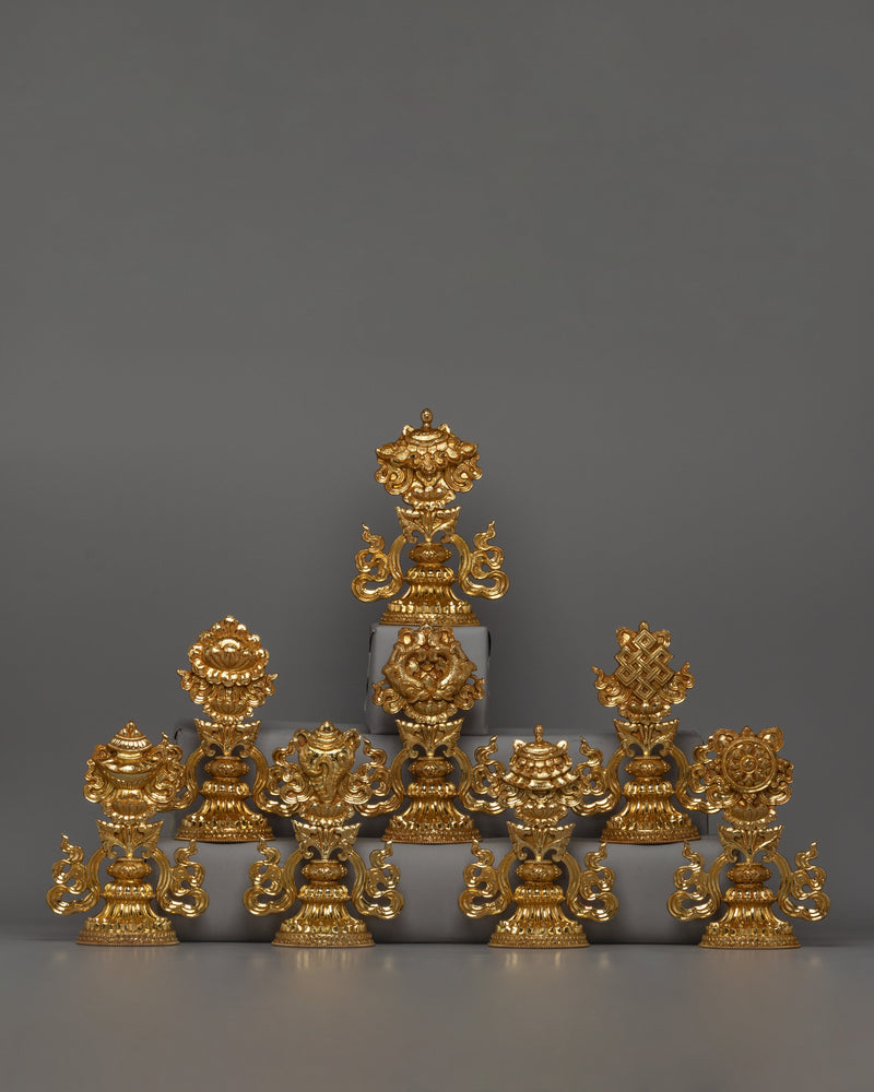 Gold-Plated Auspicious Symbol | Buddhist Rituals and Home Decor