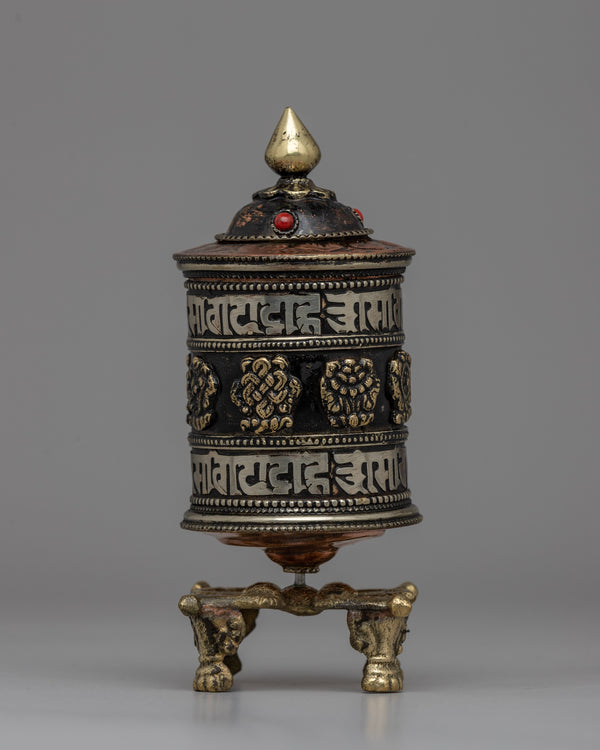 Tibetan Buddhist Prayer Wheel with Copper & Brass Body 