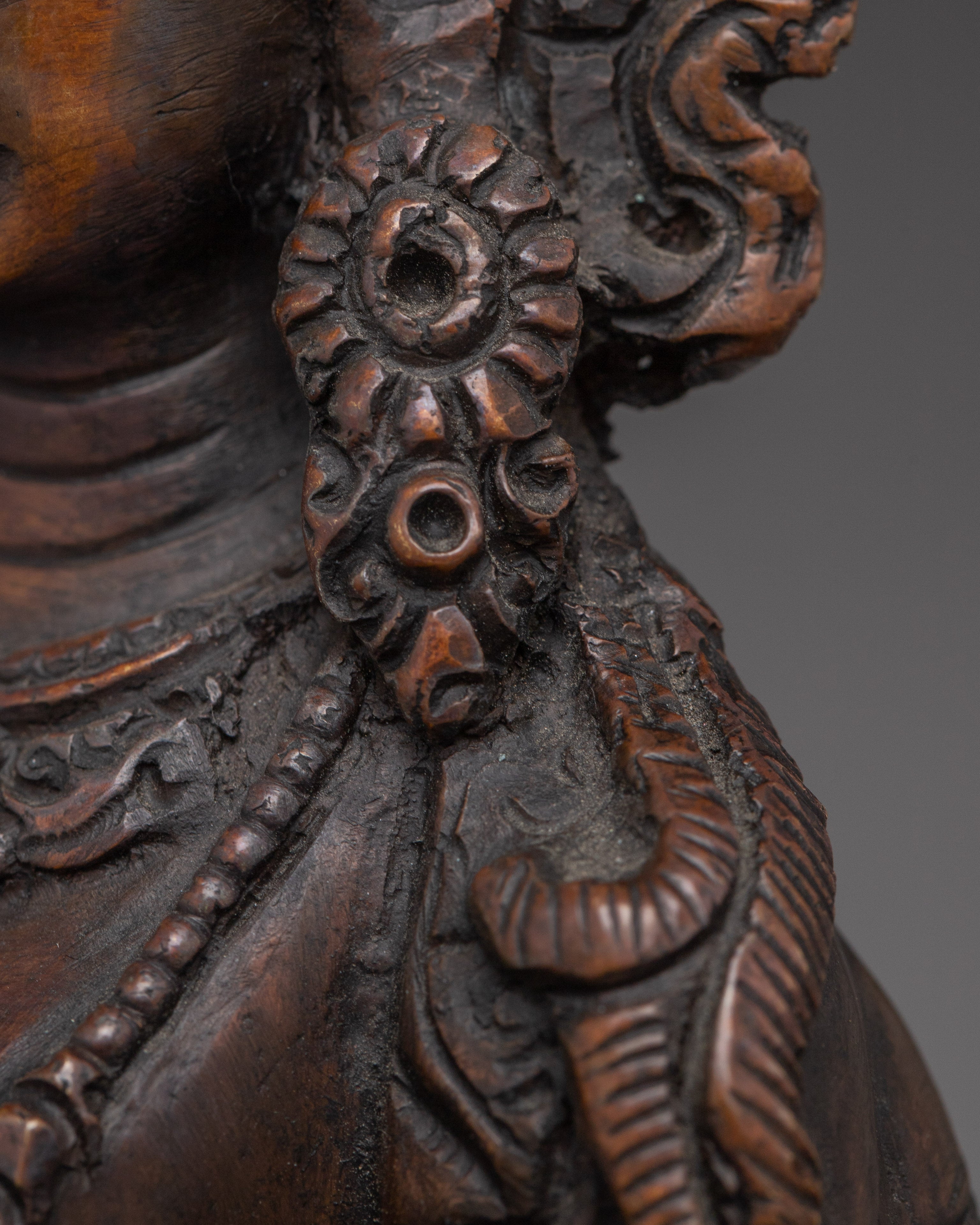 Oxidized Copper Saraswati with Veena Statue | Symbol of Wisdom and Knowledge