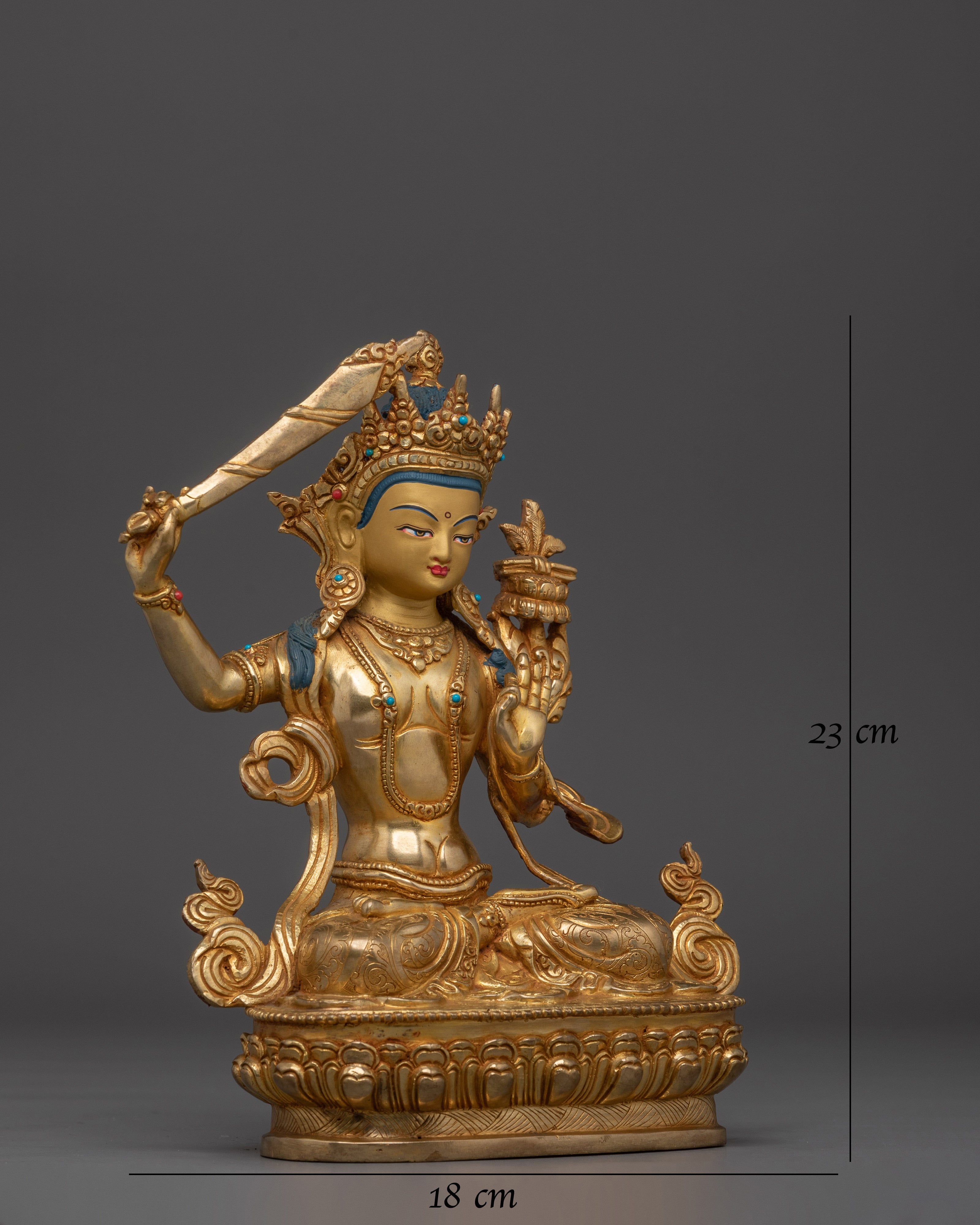 Wisdom Bodhisattva Manjushri with flaming Sword Statue 