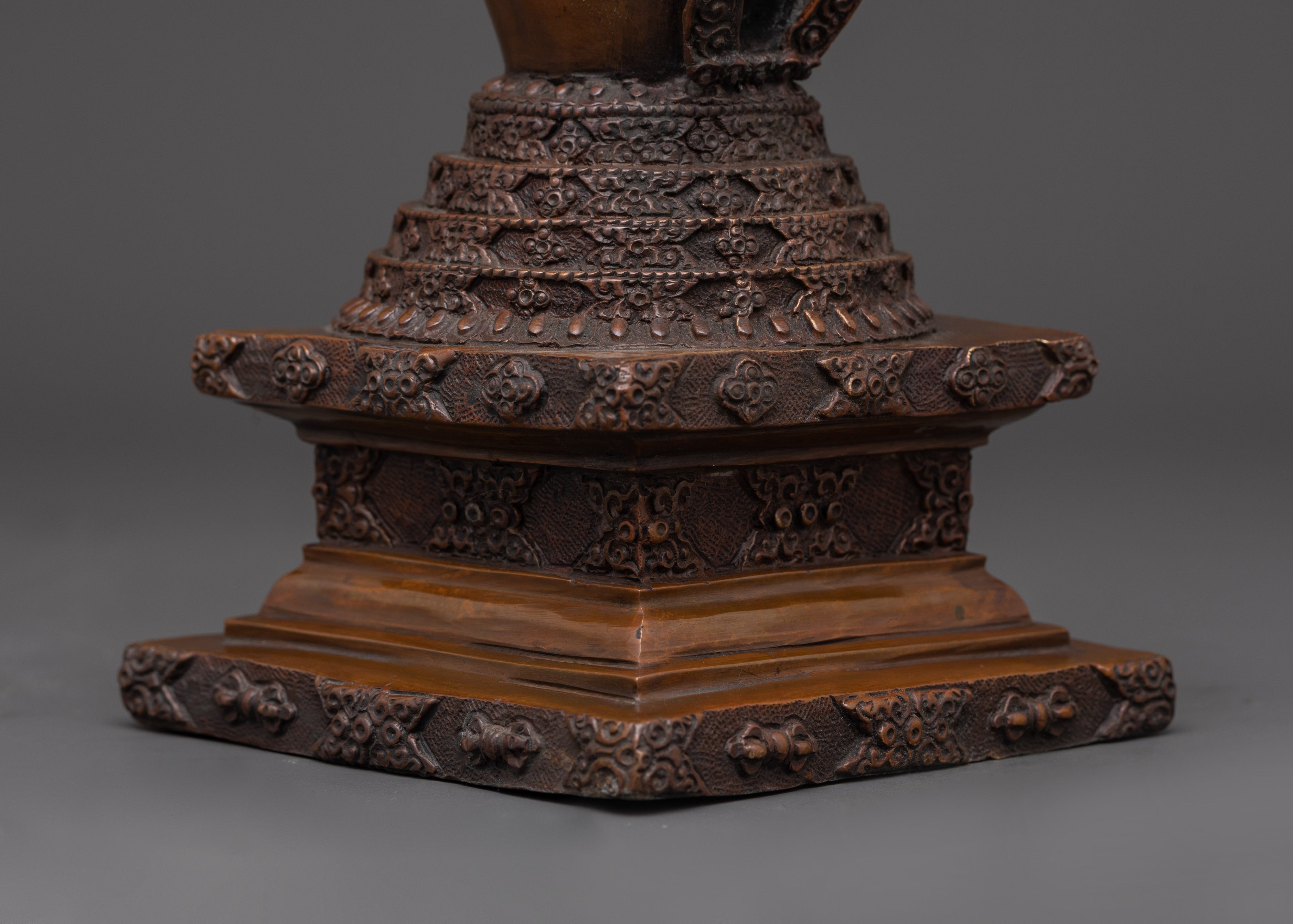 Sacred Copper Stupa for Altar | Buddhist Meditation Stupa