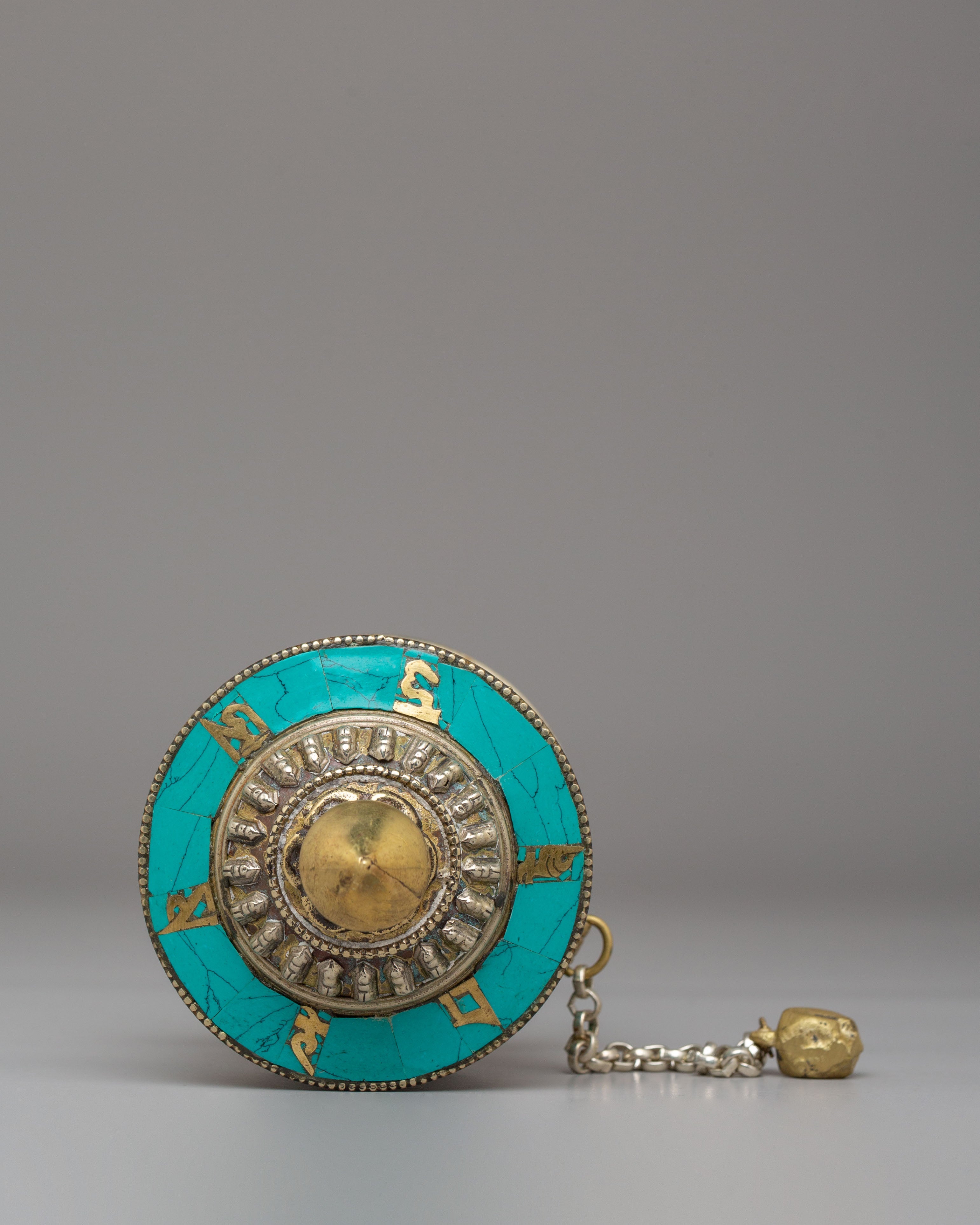 Spiritual Healing Prayer Wheel | Handcrafted with Brass and Gemstones