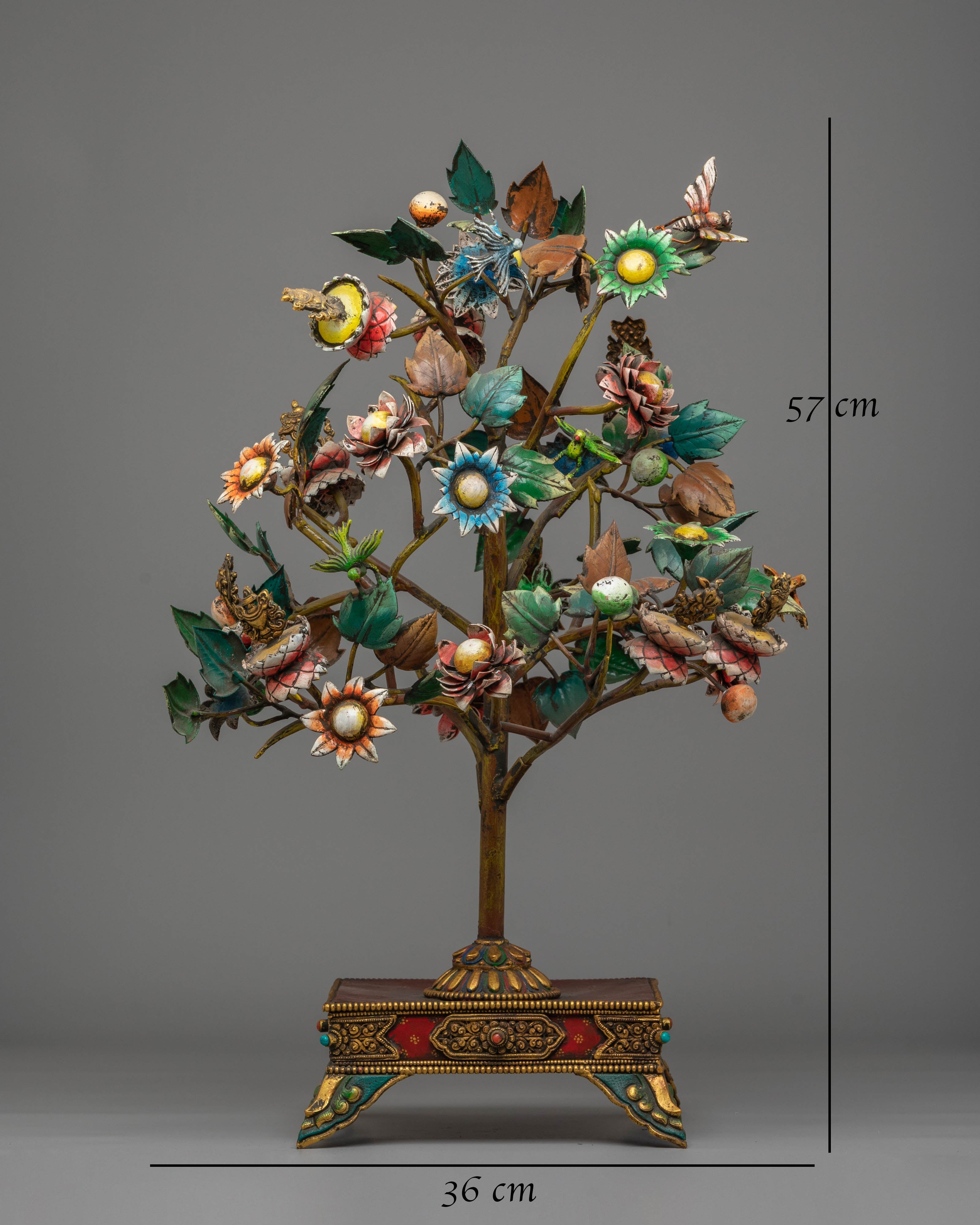 Wish-Fulfilling Seven Jewel Tree | Handcrafted Copper Artwork
