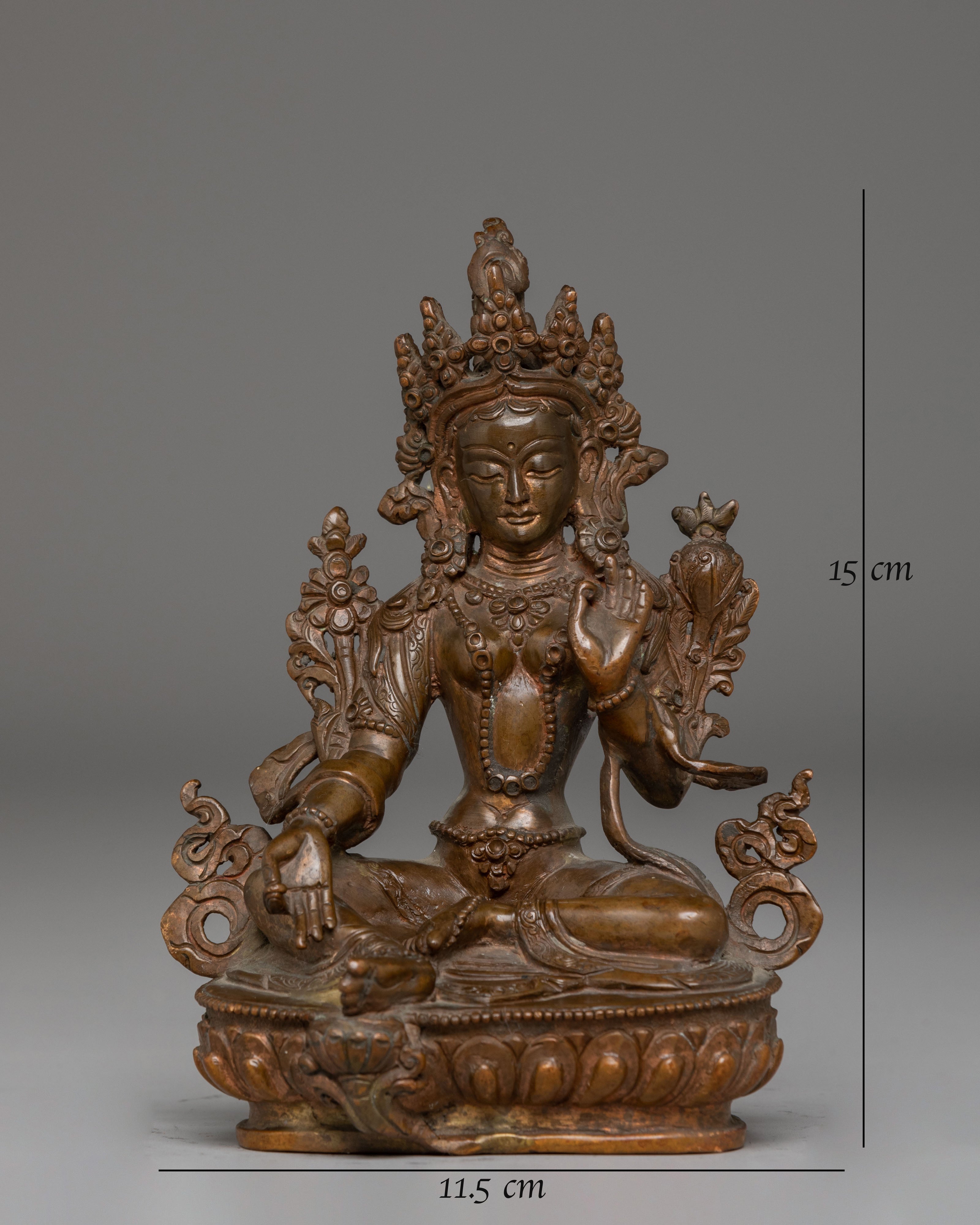 Oxidized Copper Statue of Green | Mother of All Buddhas