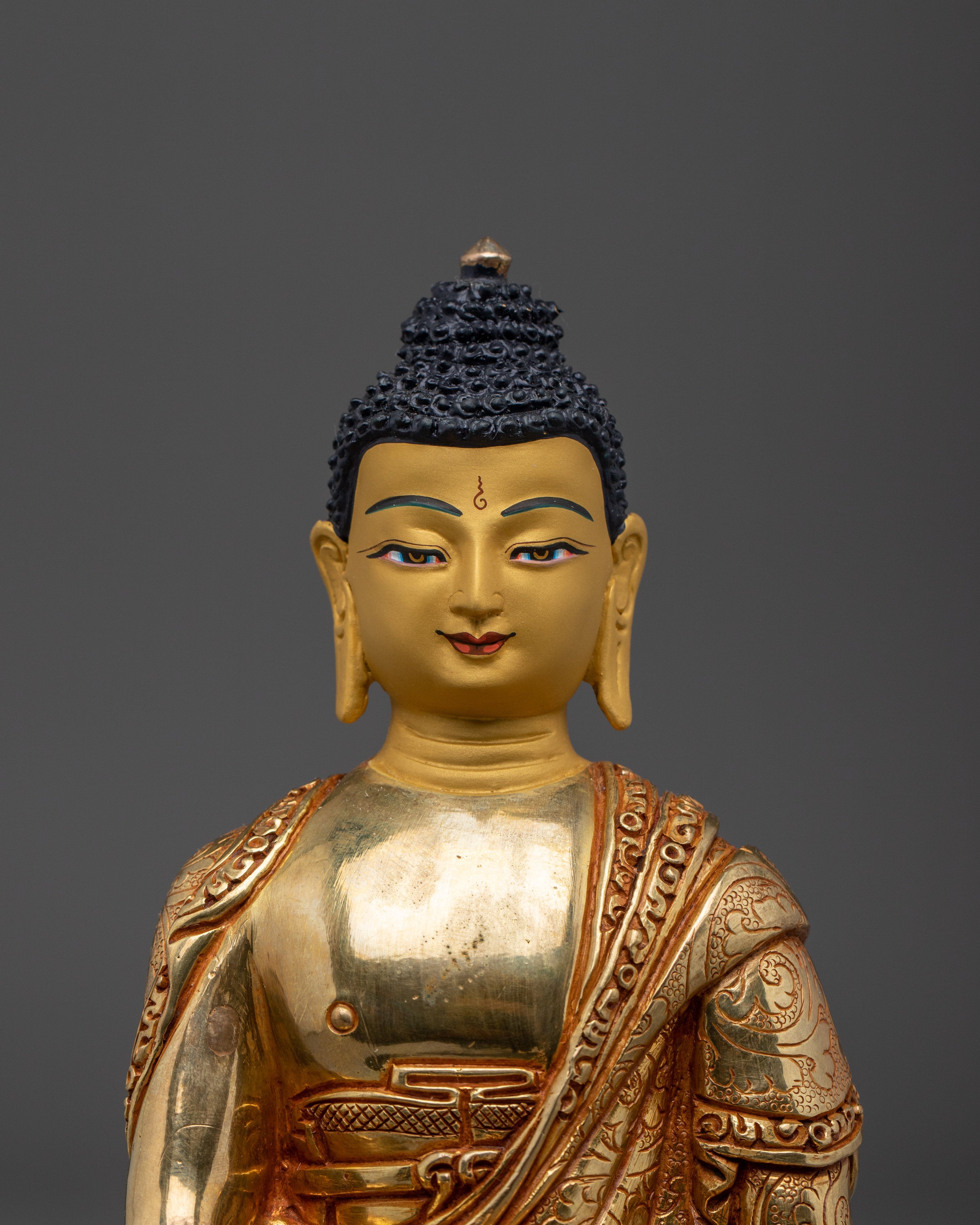 Handmade Gautama Buddha Art - Dharma Teacher | Copper Body 8.3" Sculpture