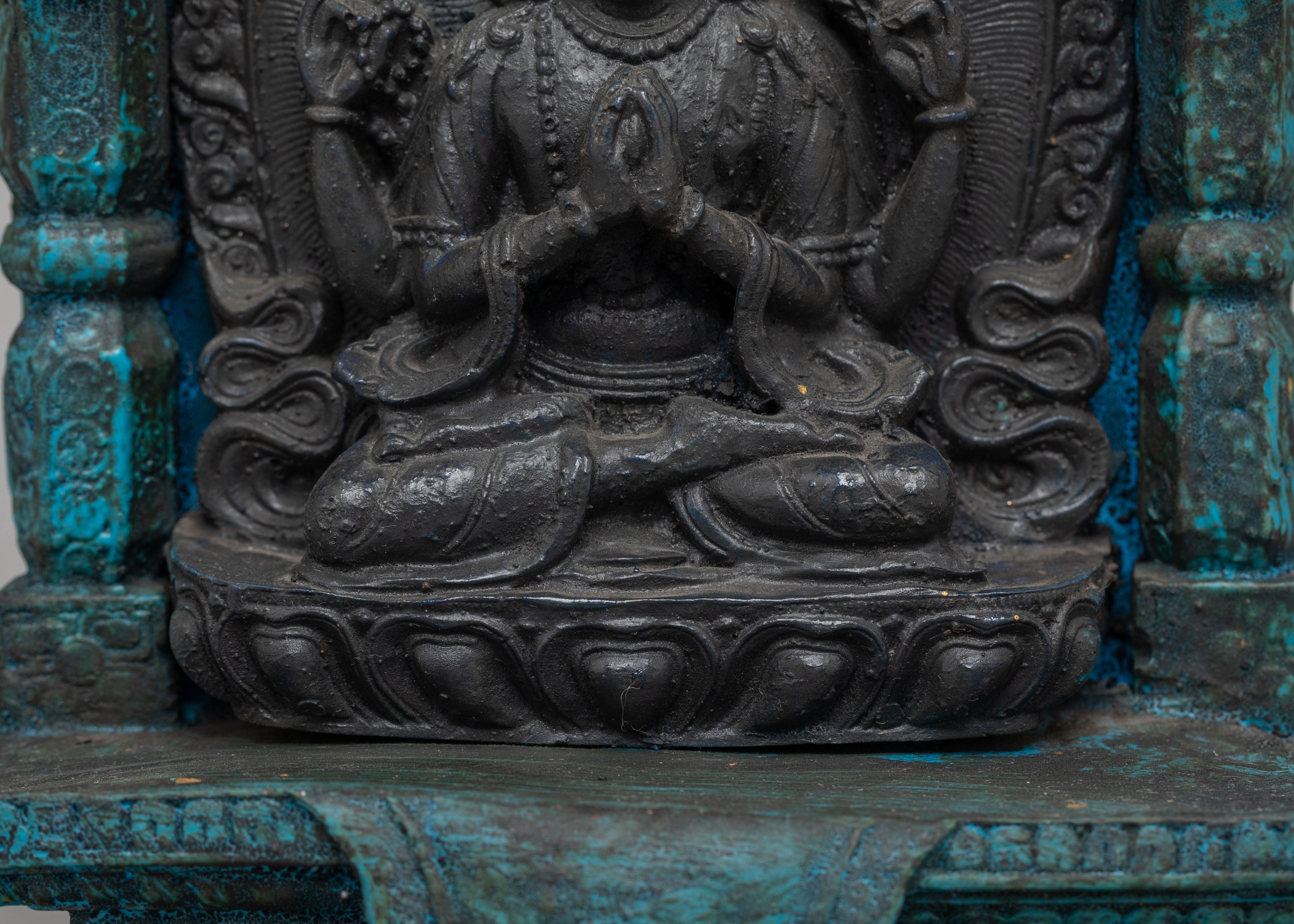 Handmade Chenrezig Bodhisattva Statue for Altar | Tibetan Avalokiteshvara Shrine Art