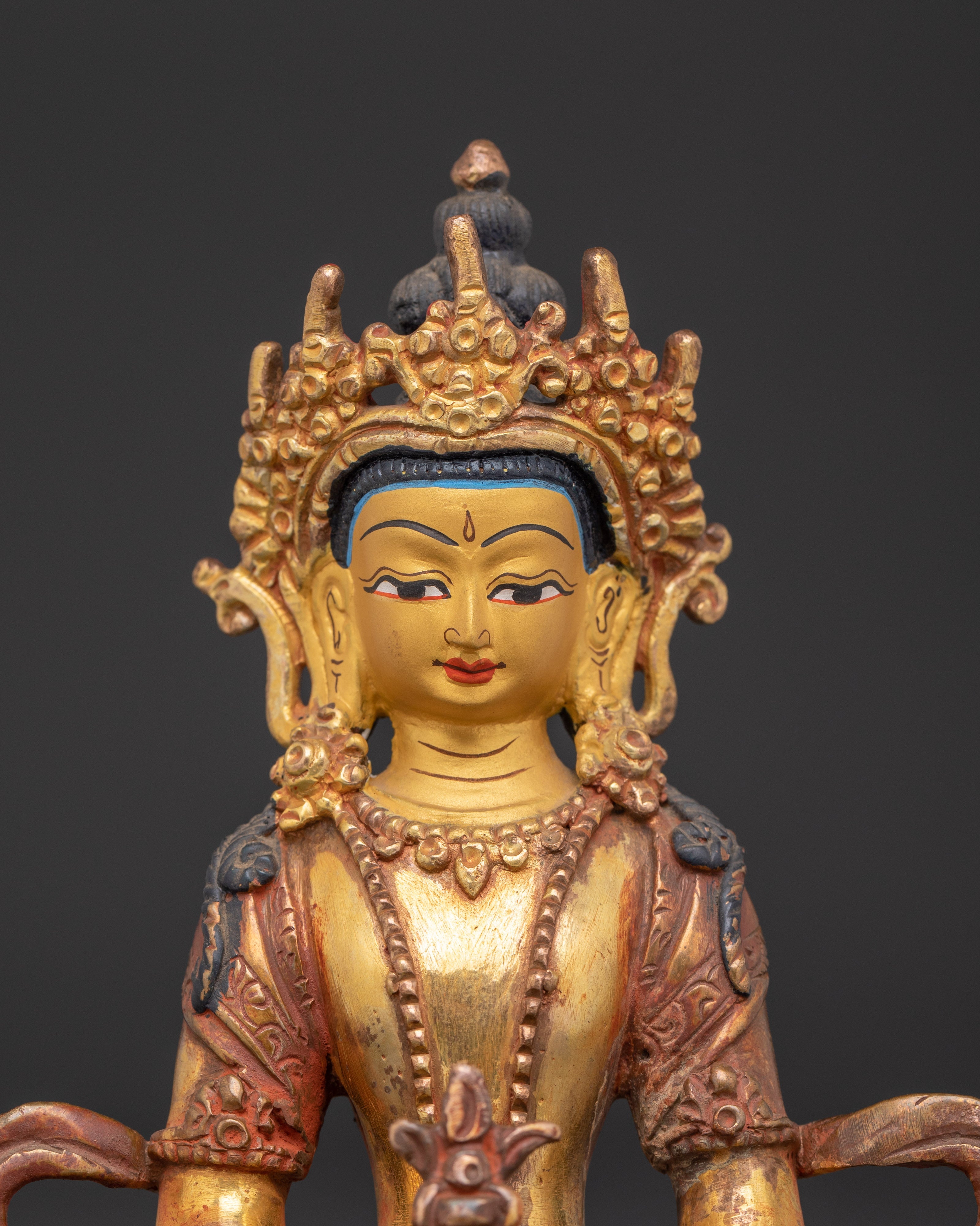 Gold Plated Buddha Amitayus Sculpture | Symbol of Vitality and Longevity