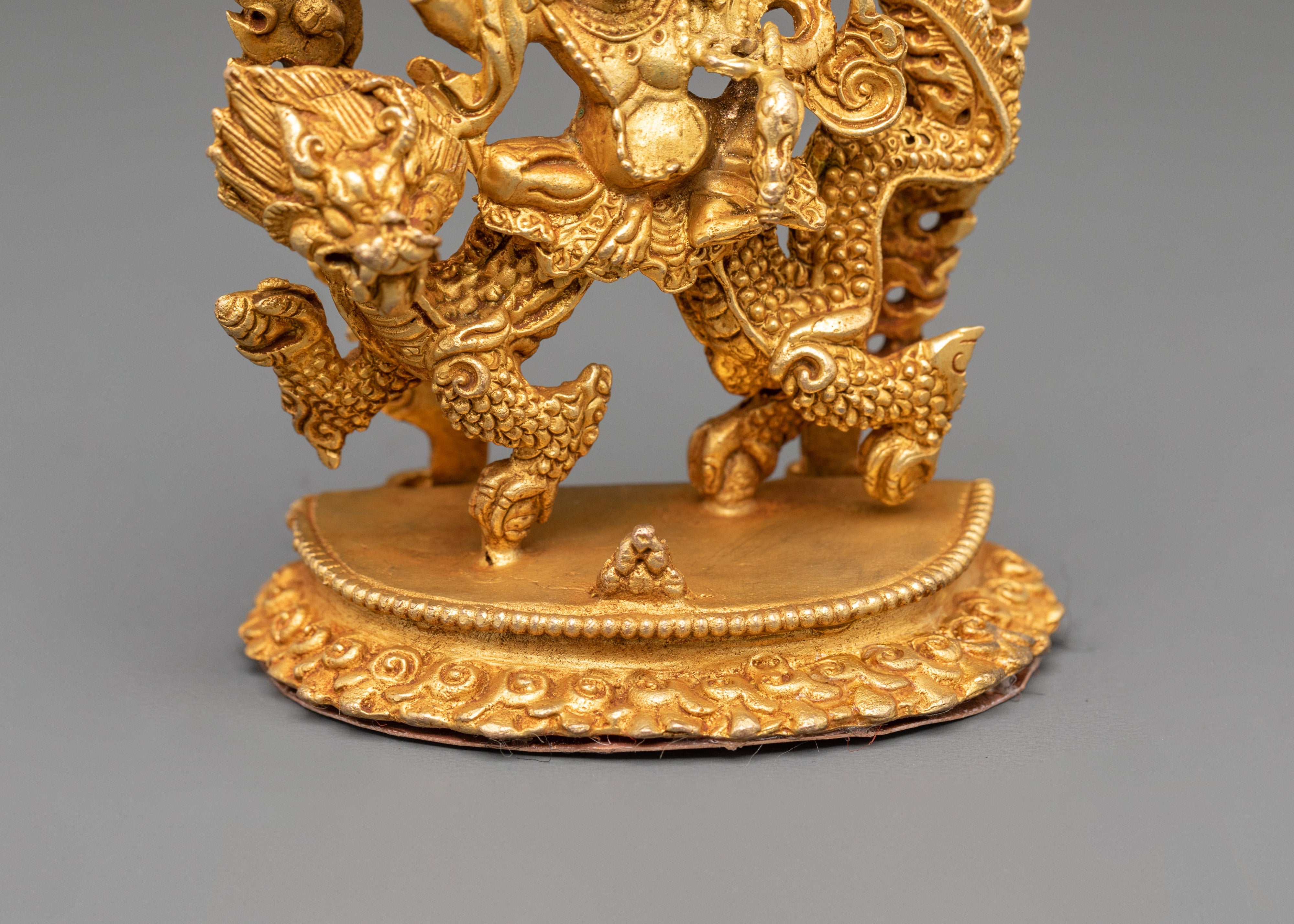 Sacred Abundance Icon White Dzambhala Statue | Gold Plated Copper Art
