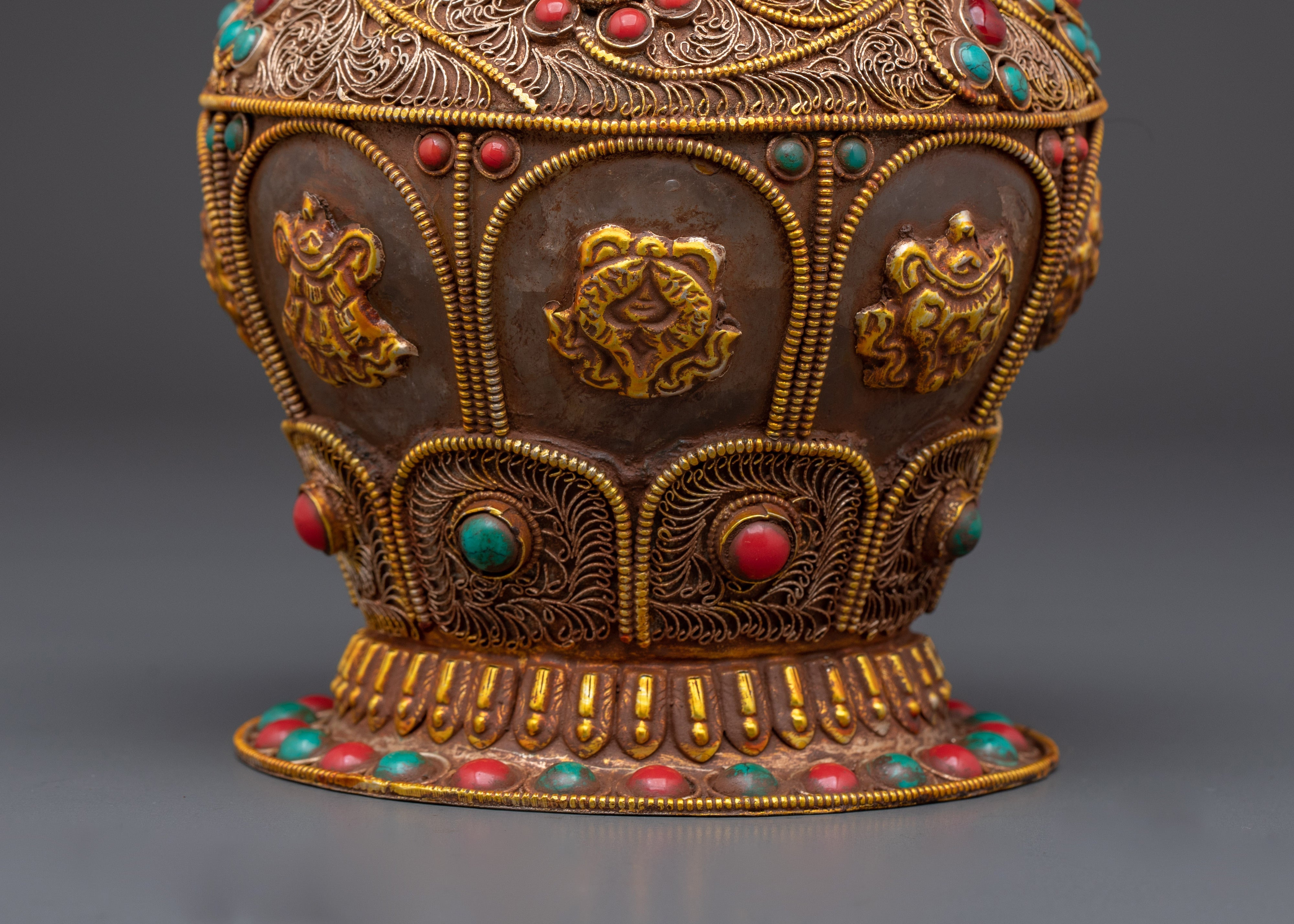 Sacred Rice Pot with 8 Auspicious Symbols | Spiritual Home Decor