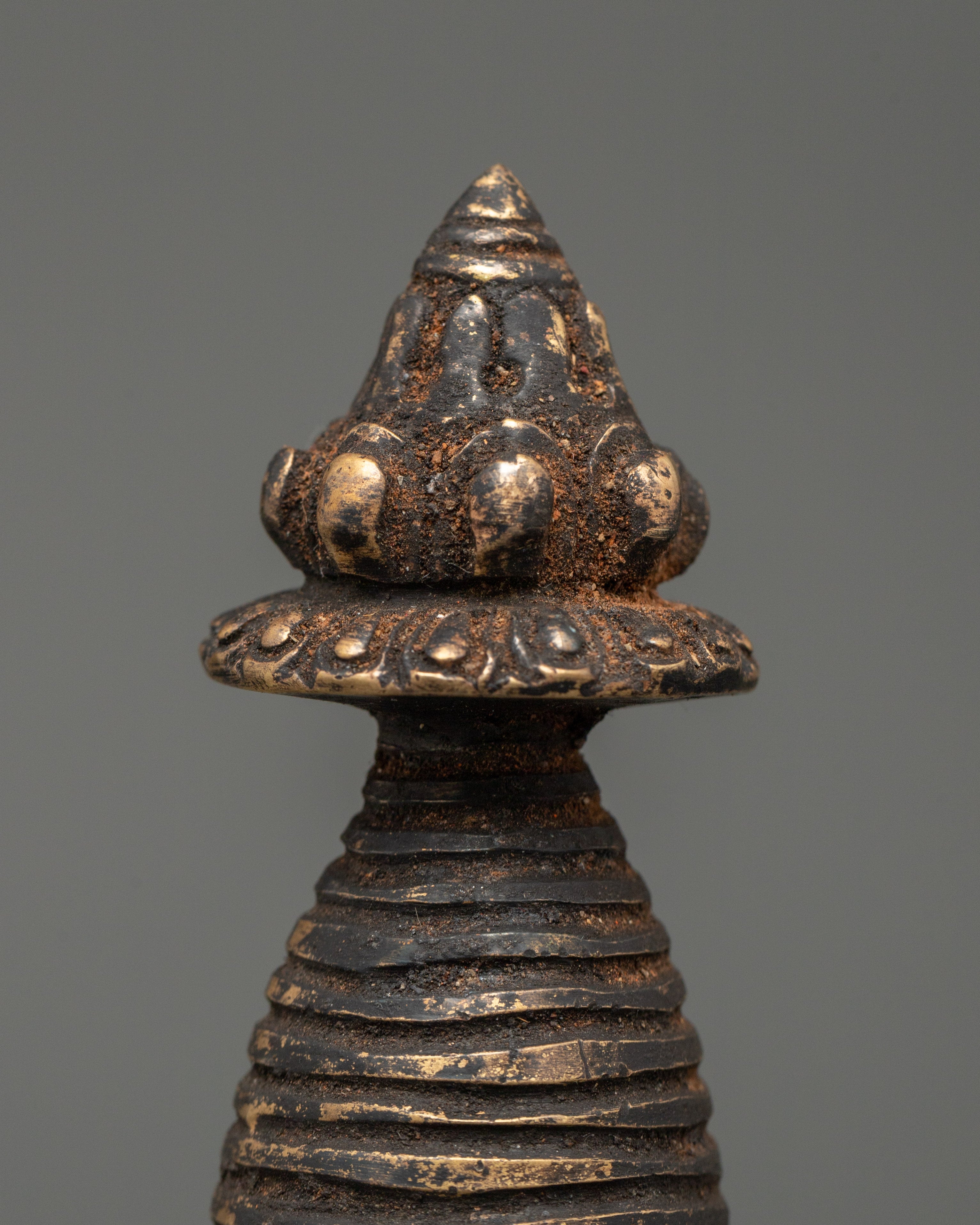 Antique Copper Stupa | Symbol of Enlightenment