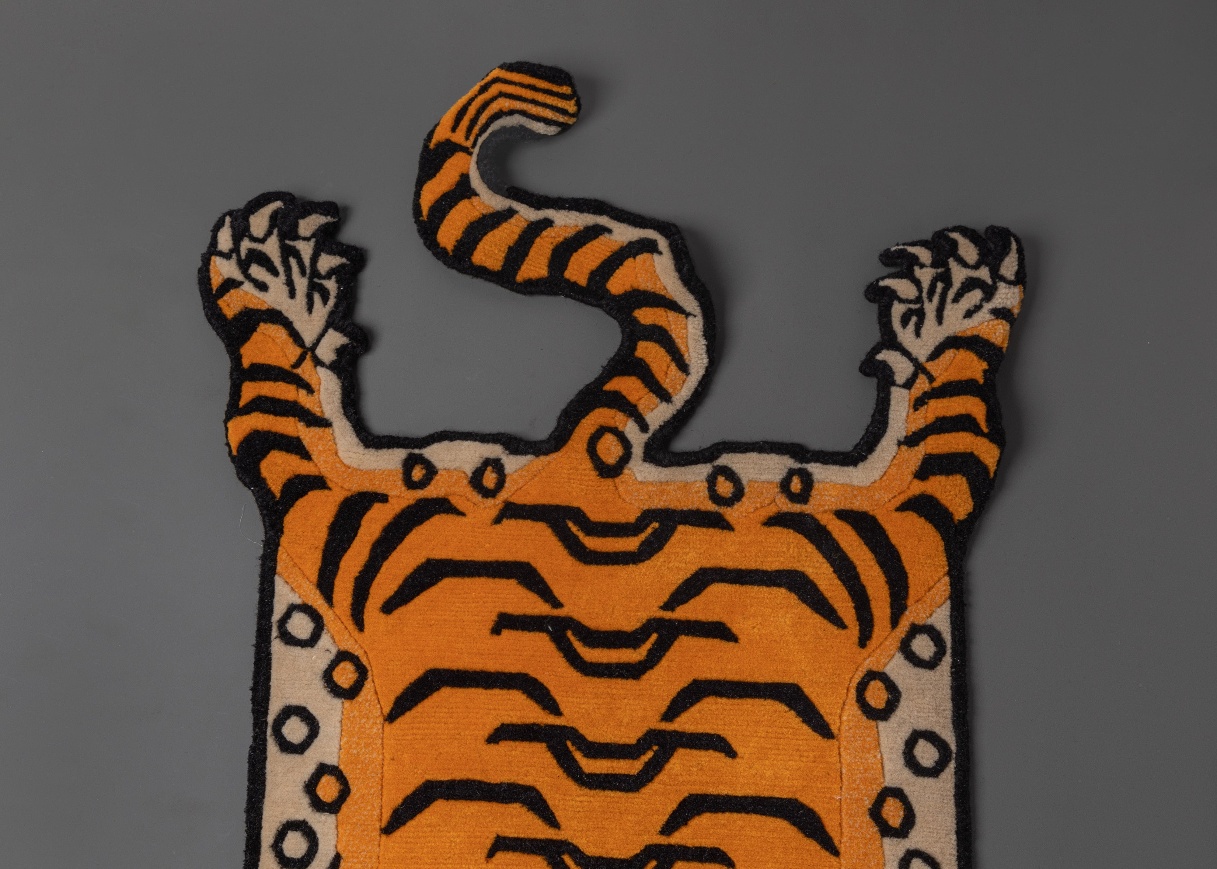 Hand Knotted Tiger Designed Rug | Tibetan Wool Craft