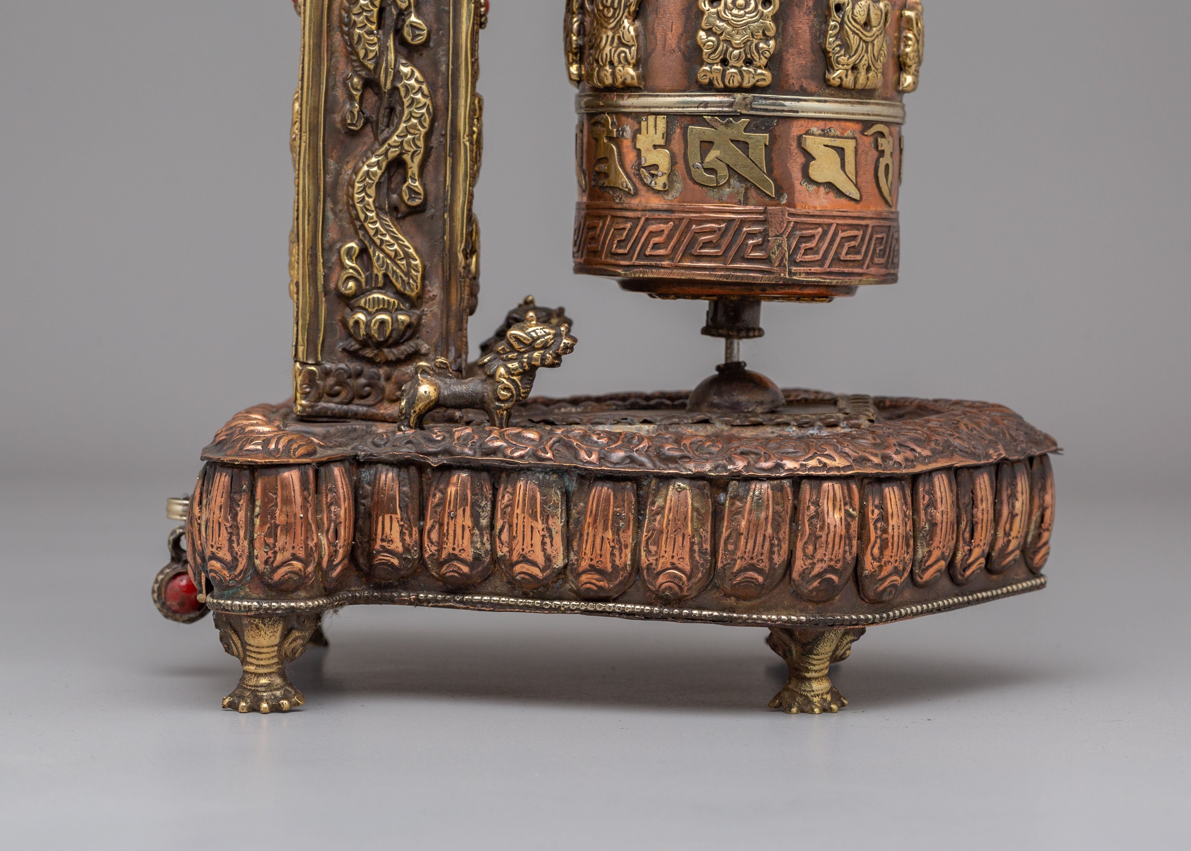 Spiritual Prayer Wheel with Incense Burner | Sacred Tibetan Ritual Object