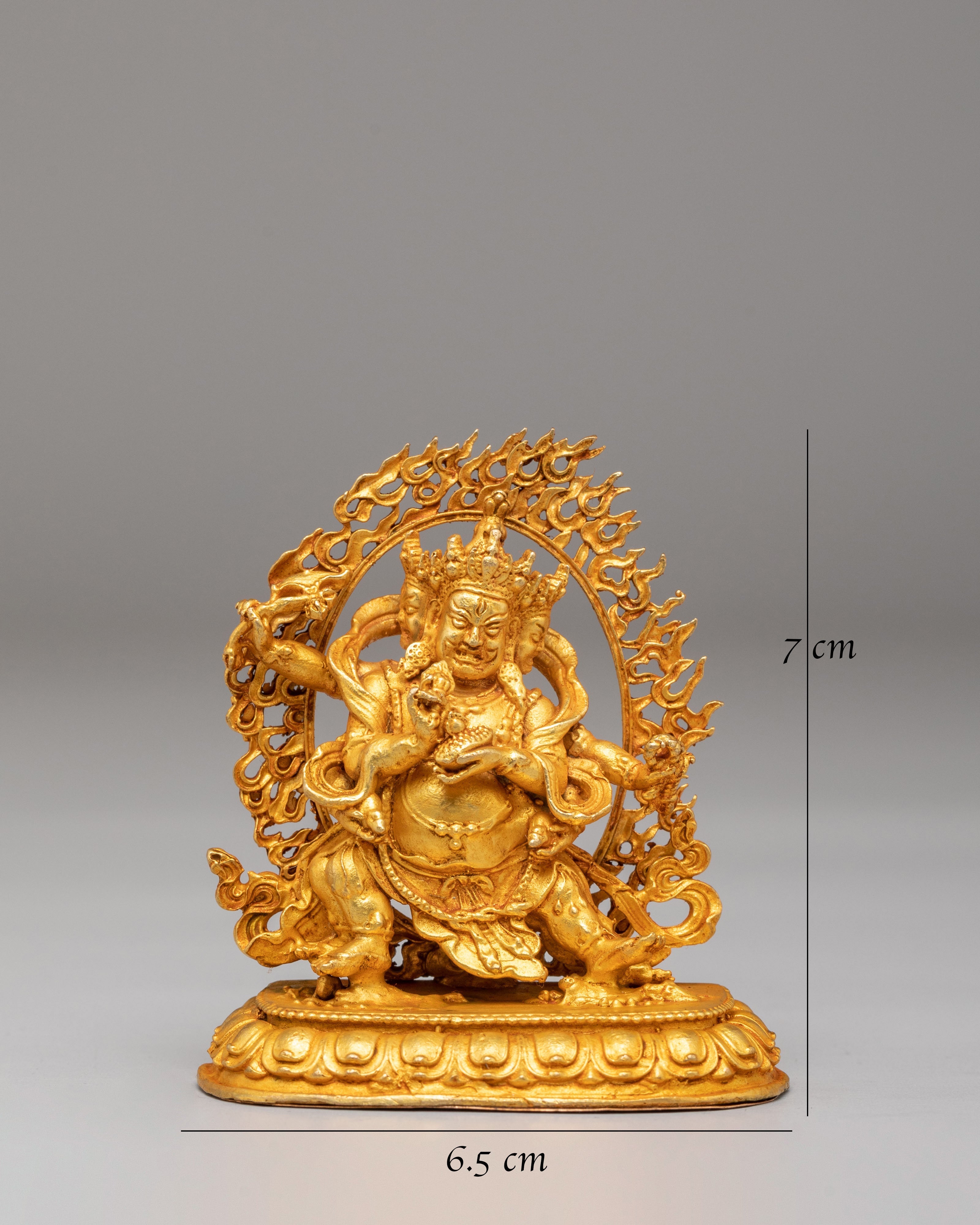 Red Dzambhala Wealth Deity Statue | Gold Plated Copper Deity