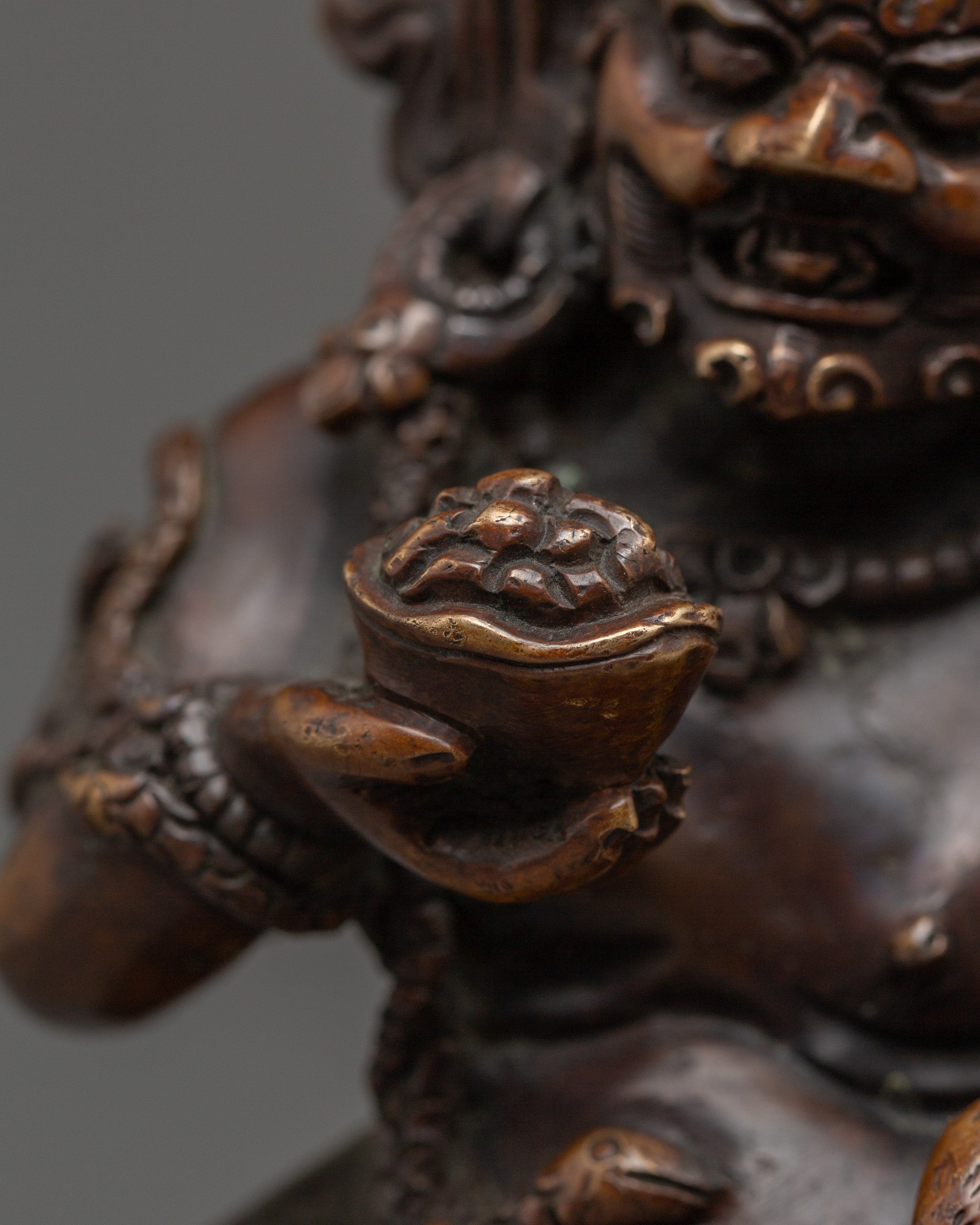 Oxidized Copper Black Dzambhala Statue | Guardian of Wealth