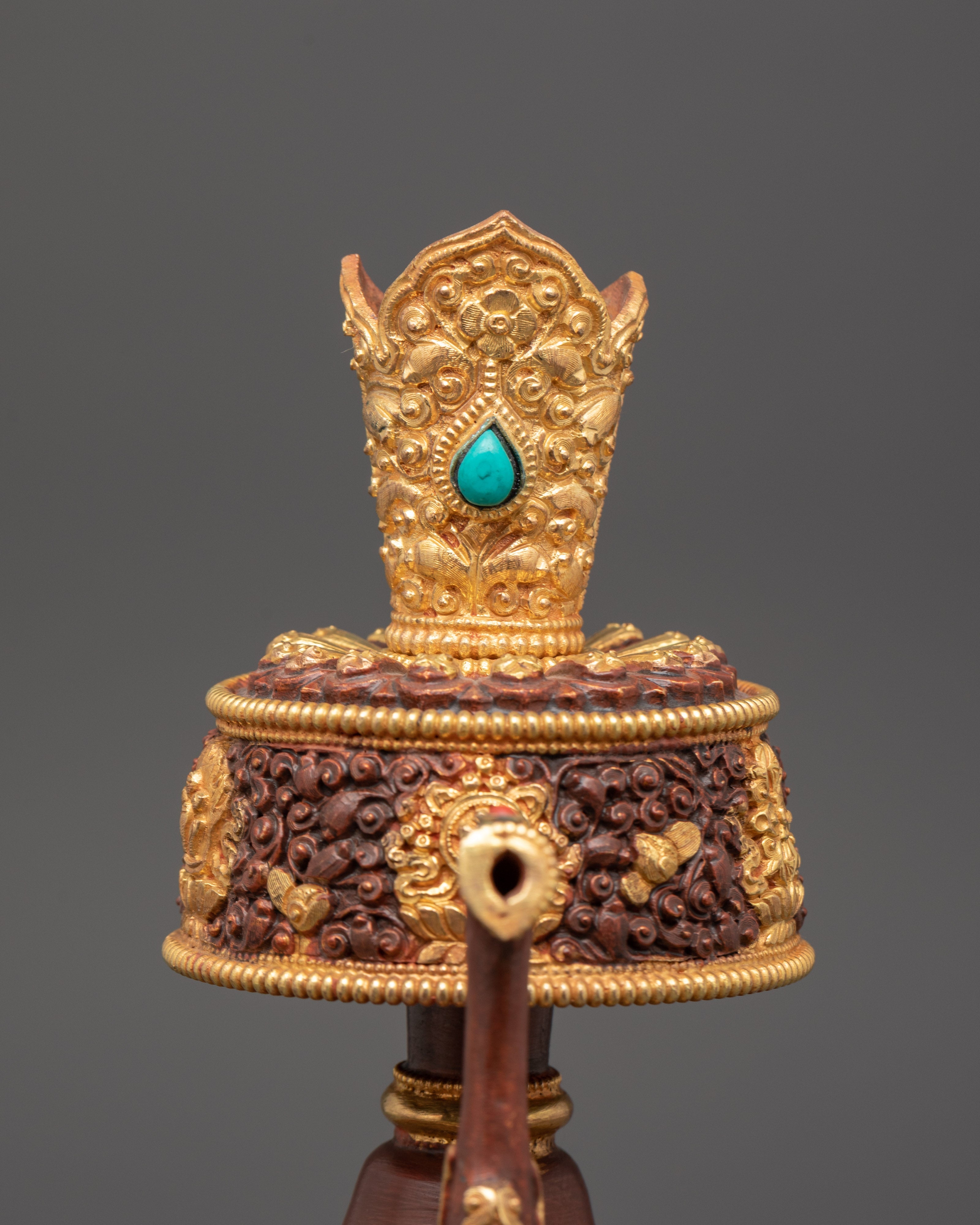 Gold-Plated Bhumba Ritual Set with Turquoise | Spiritual Decor