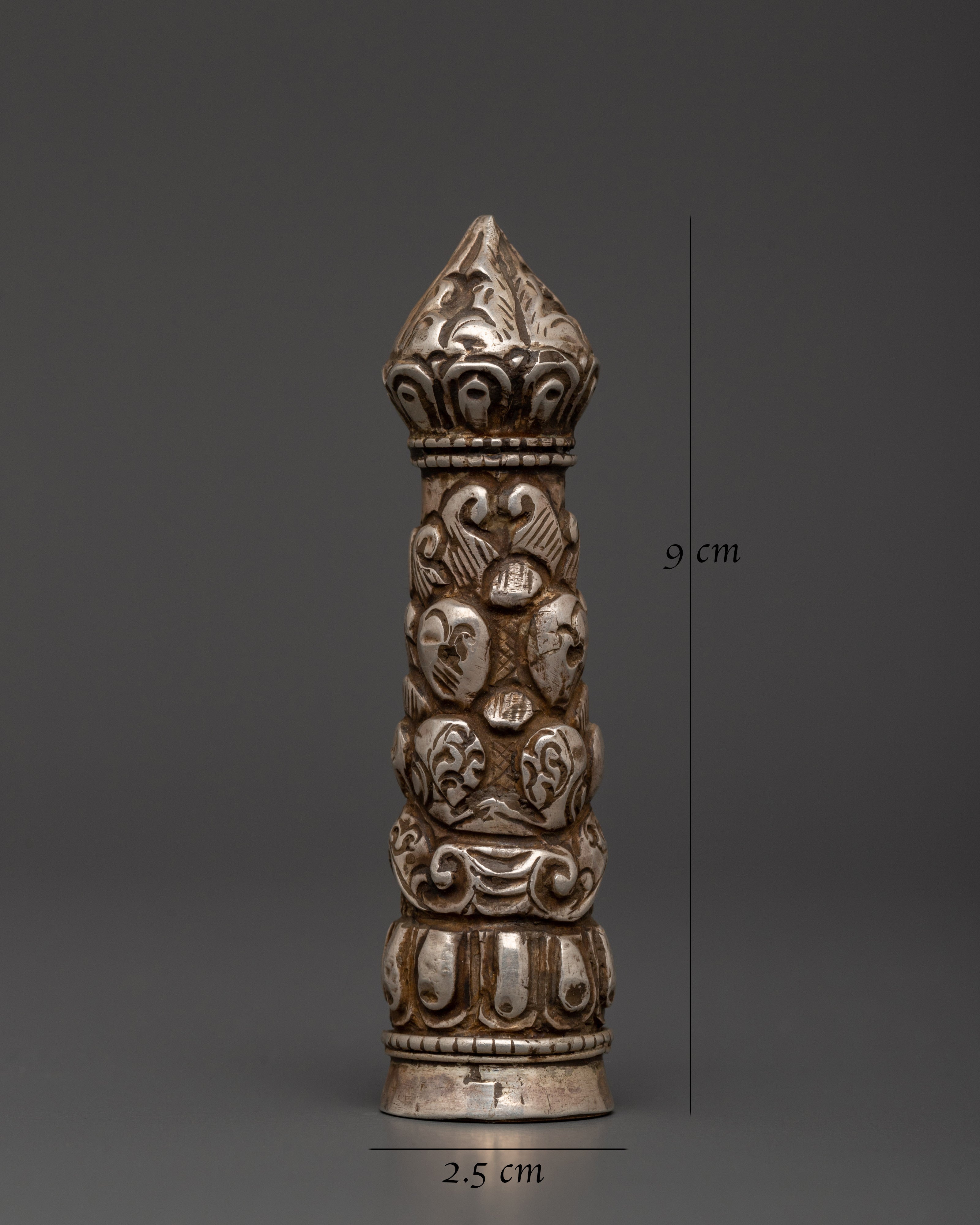 Tibetan Silver Seal Stamp | Buddhist Symbolic Tool for Altar